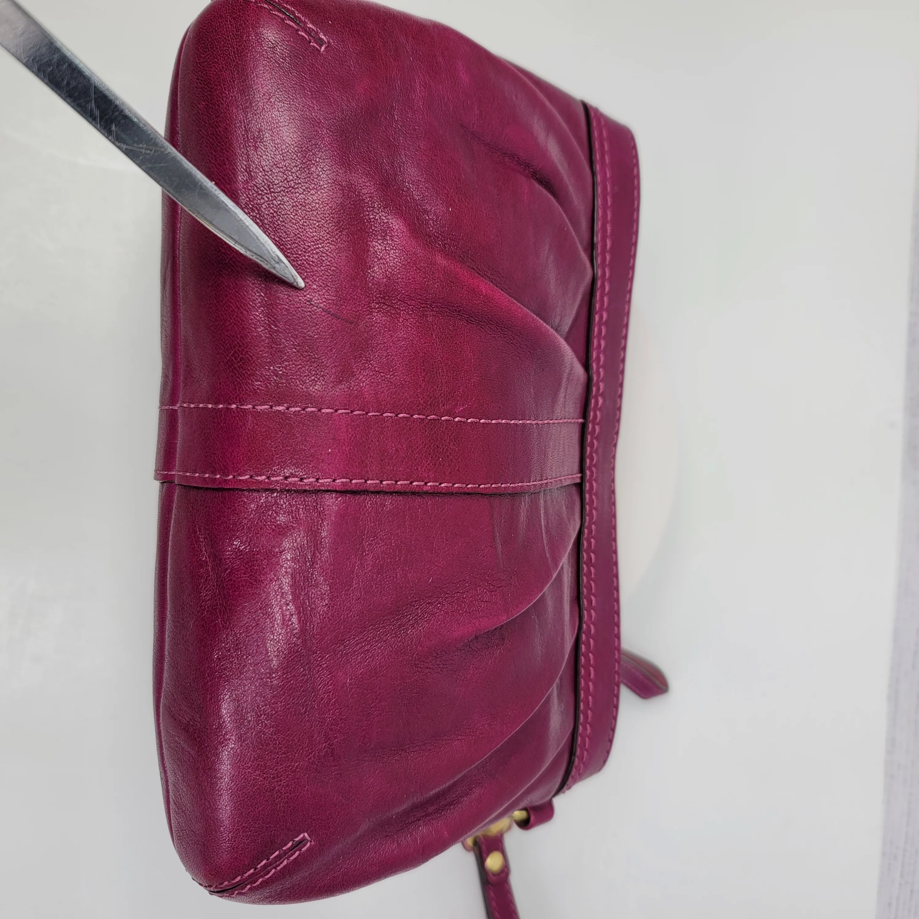00s Pleated Purple Leather Wristlet Clutch Pouch By Coach - Image 17