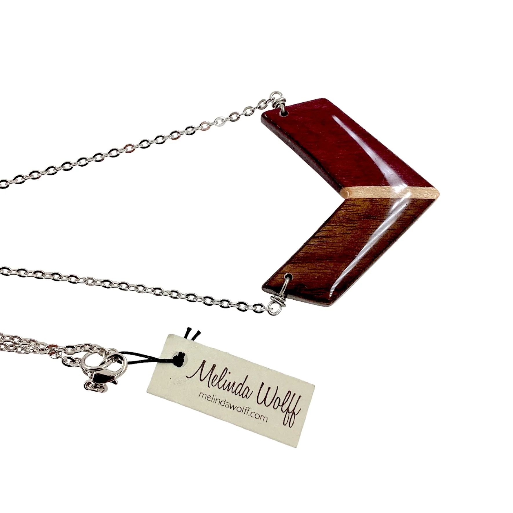 00s Reclaimed Wood Modernist Earrings Necklace Set By Melinda Wolff - Image 8