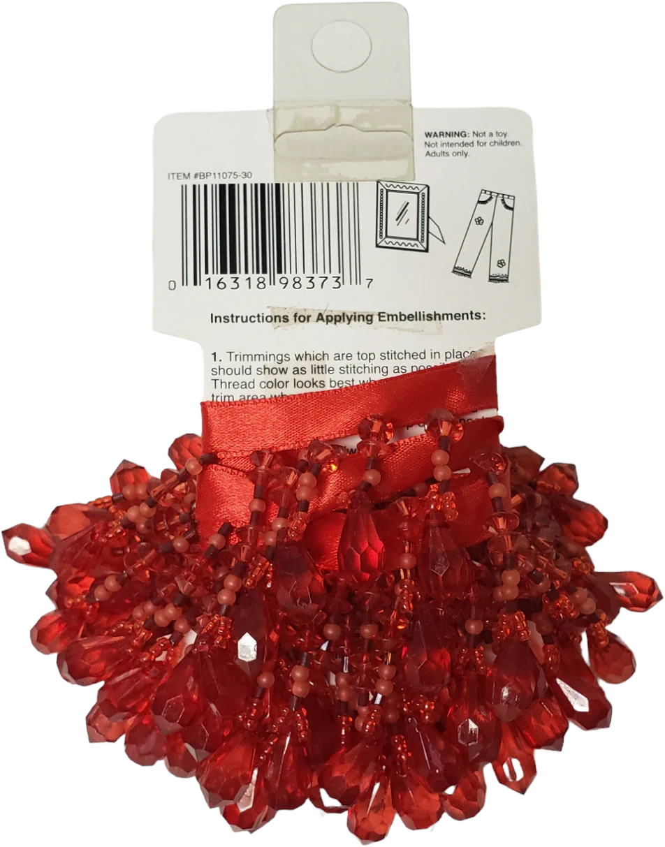 00s Red Beaded Fringe By Next Style - Image 2