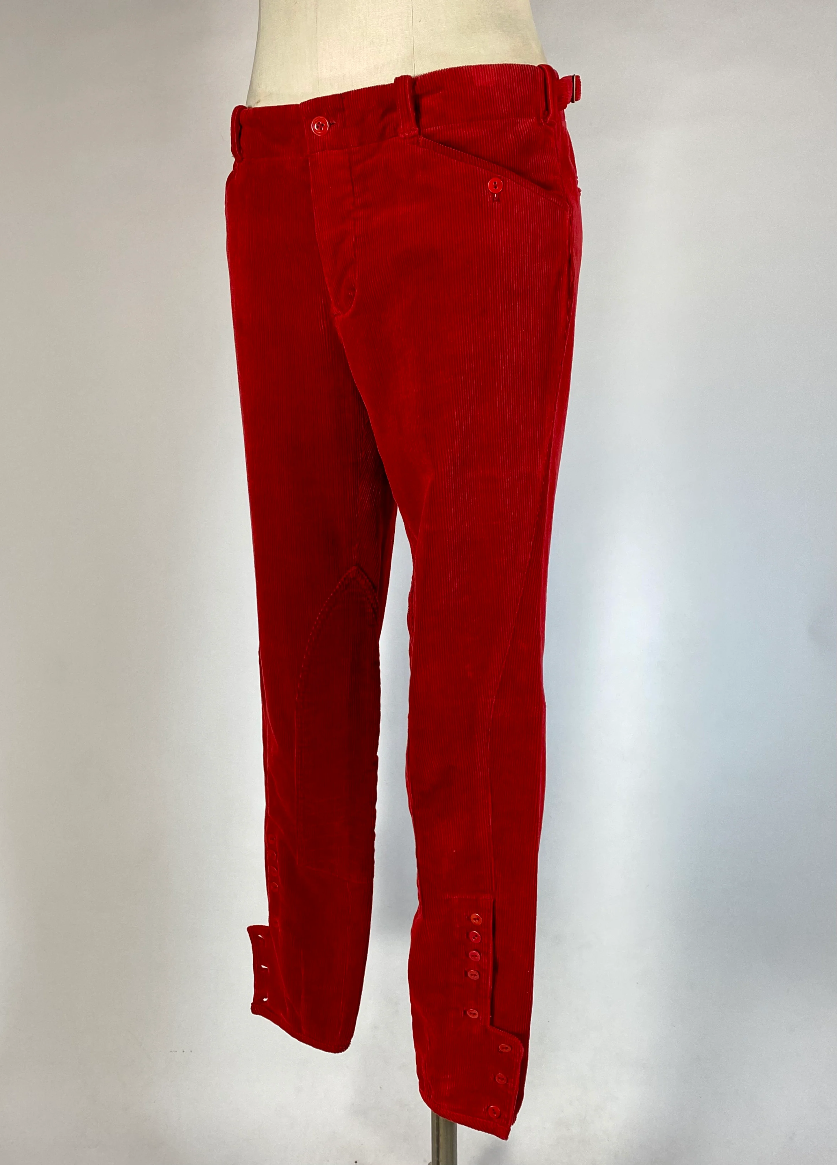 00s Red Corduroy Jodhpur Riding Inspired Pants By Ralph Lauren - Image 3