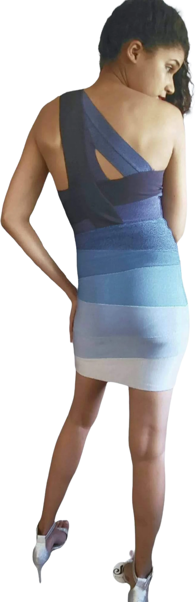 00s Sexy Celeb Fave 1 Shoulder Ombré Bandage Dress by Herve Leger - Image 2