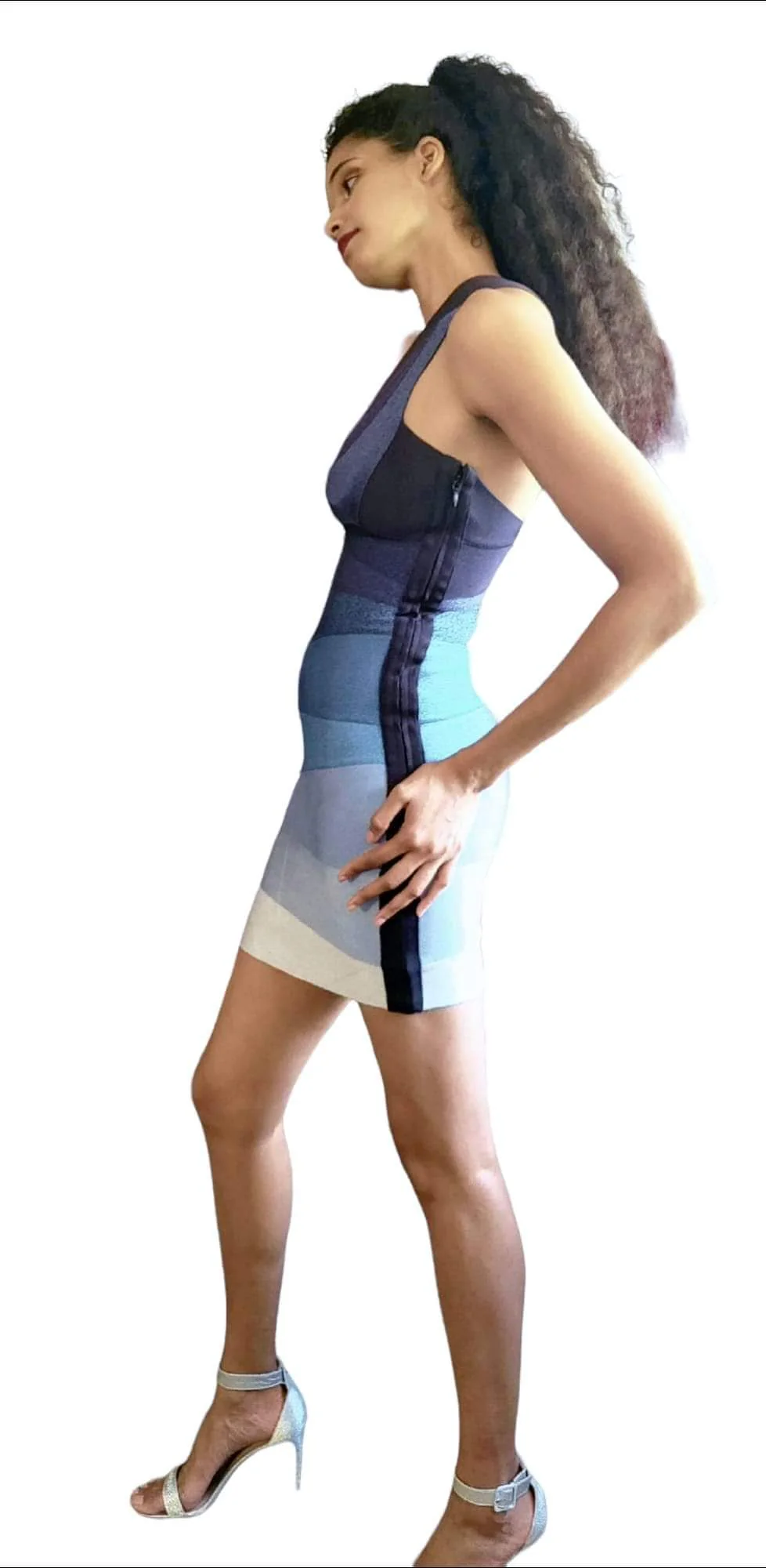 00s Sexy Celeb Fave 1 Shoulder Ombré Bandage Dress by Herve Leger - Image 7