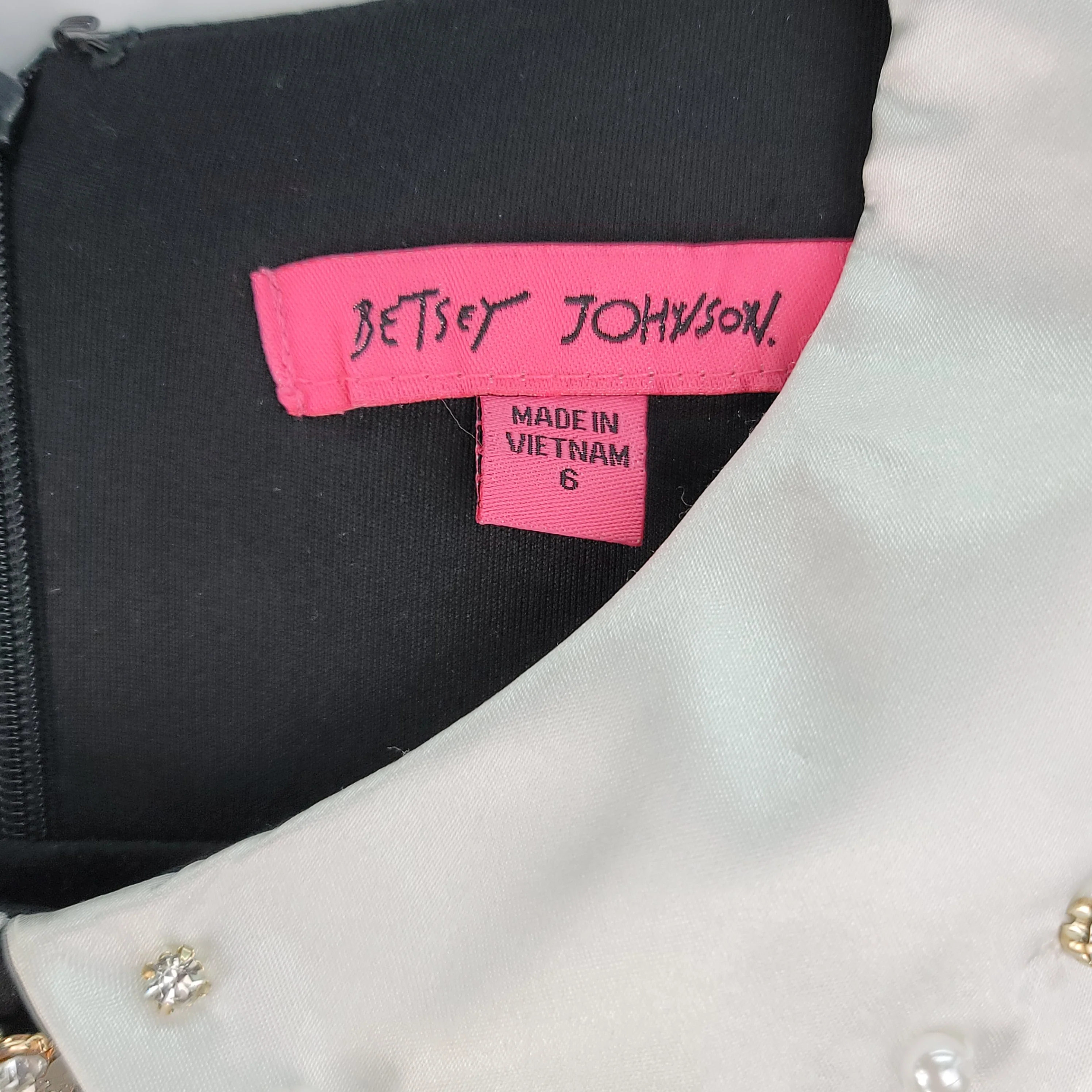 00s Shift A-line Dress With Beaded Peter Pan Collar By Betsey Johnson - Image 11