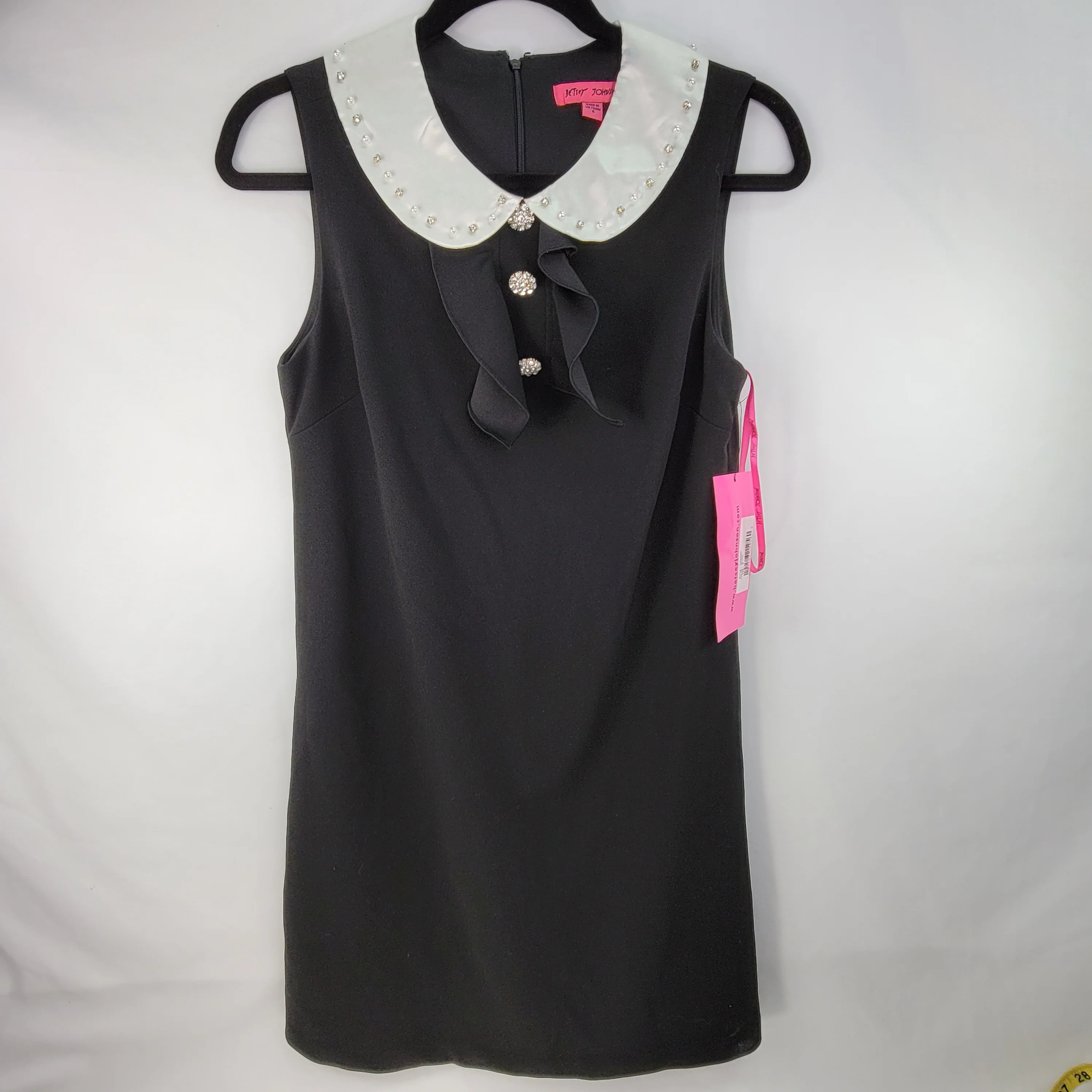 00s Shift A-line Dress With Beaded Peter Pan Collar By Betsey Johnson - Image 3