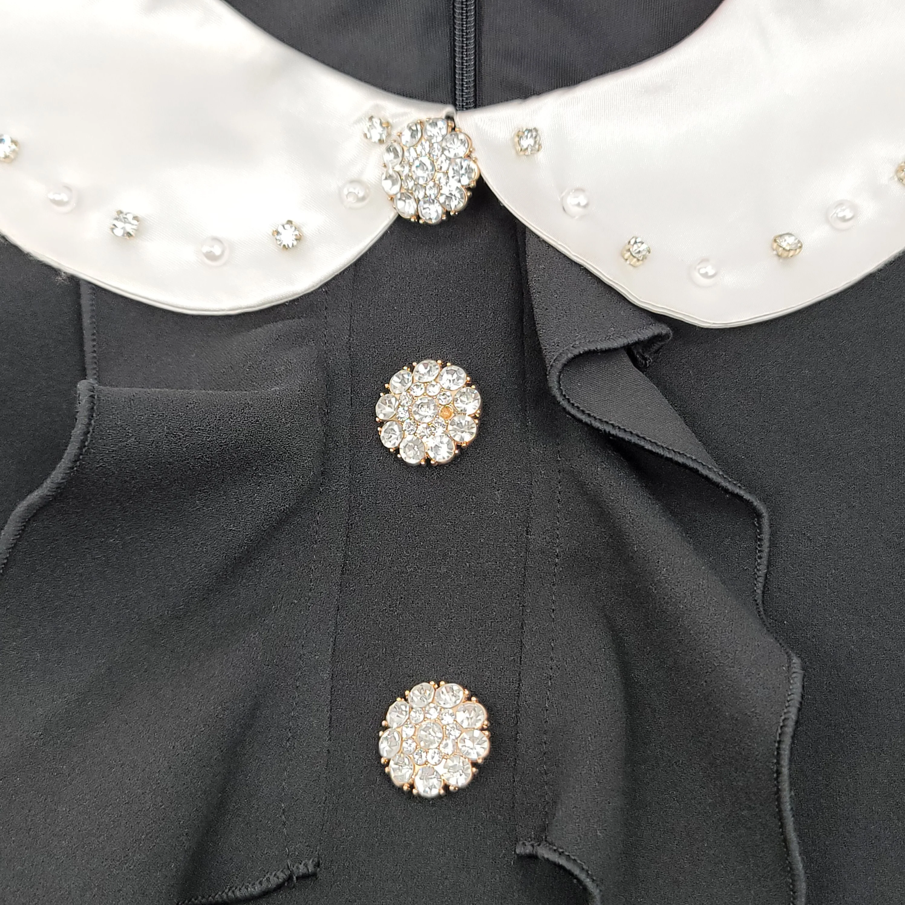 00s Shift A-line Dress With Beaded Peter Pan Collar By Betsey Johnson - Image 6