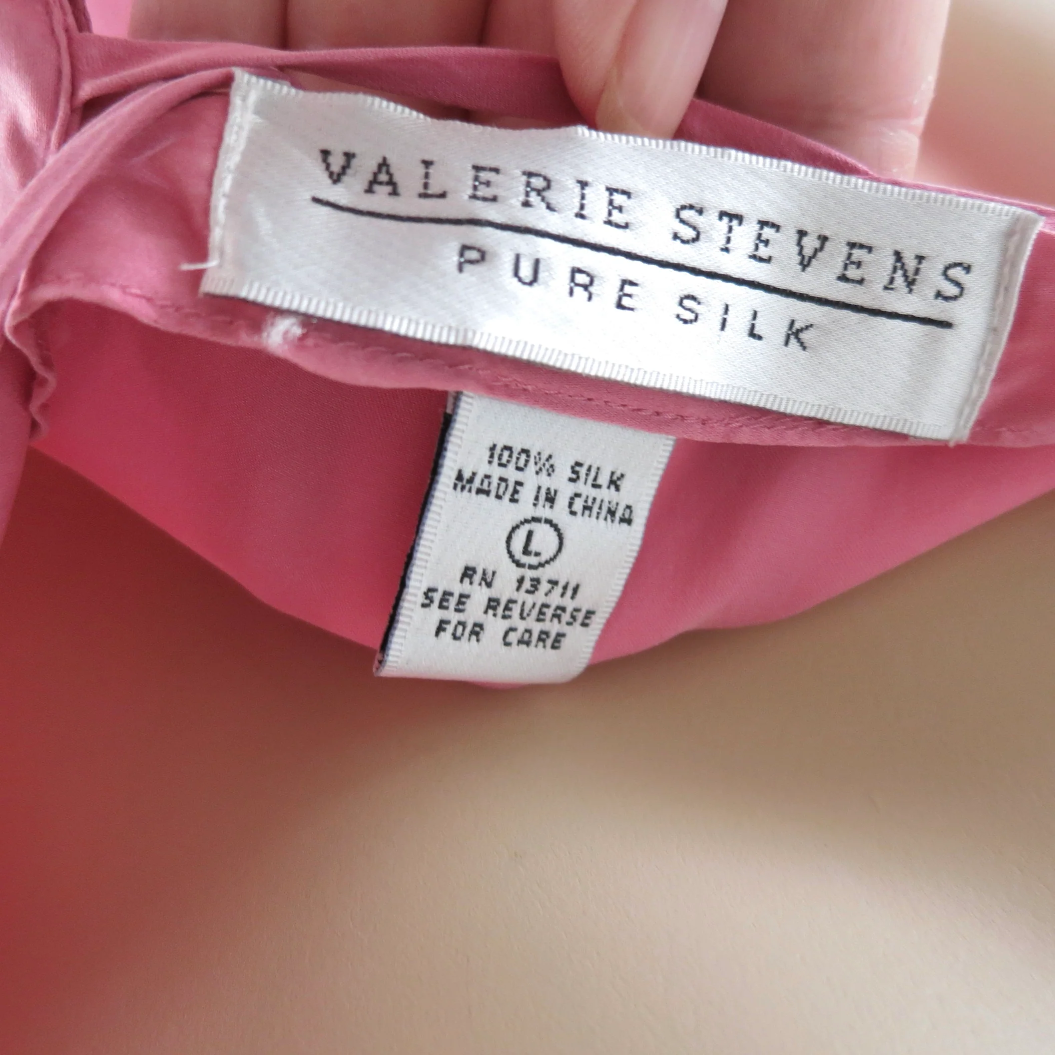 00s Silk Maxi Gown Nightgown Pale Raspberry Pink By Valerie Stevens - Image 9