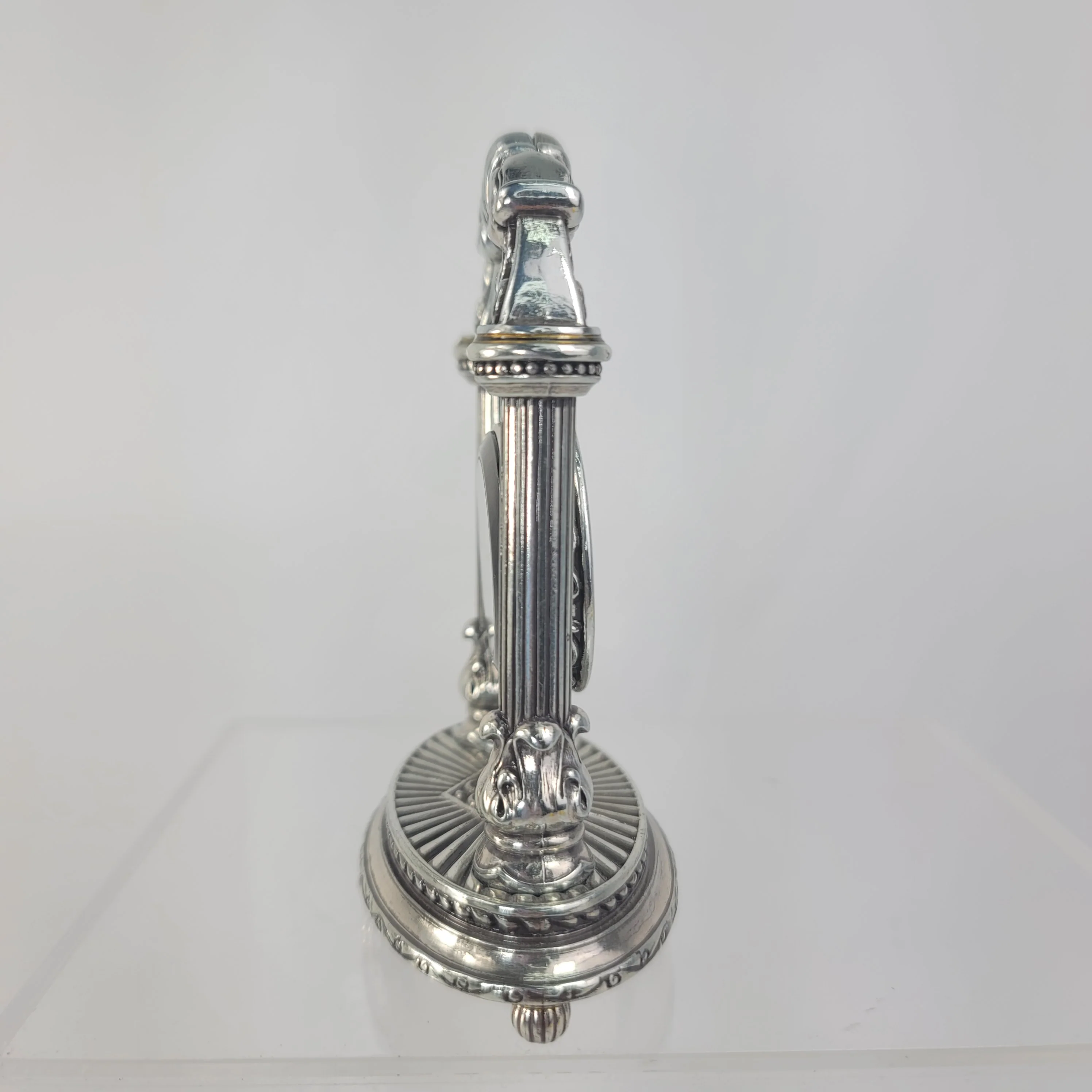 00s Silver Plated Hanging Desk Clock On Pedestal By Brighton - Image 14