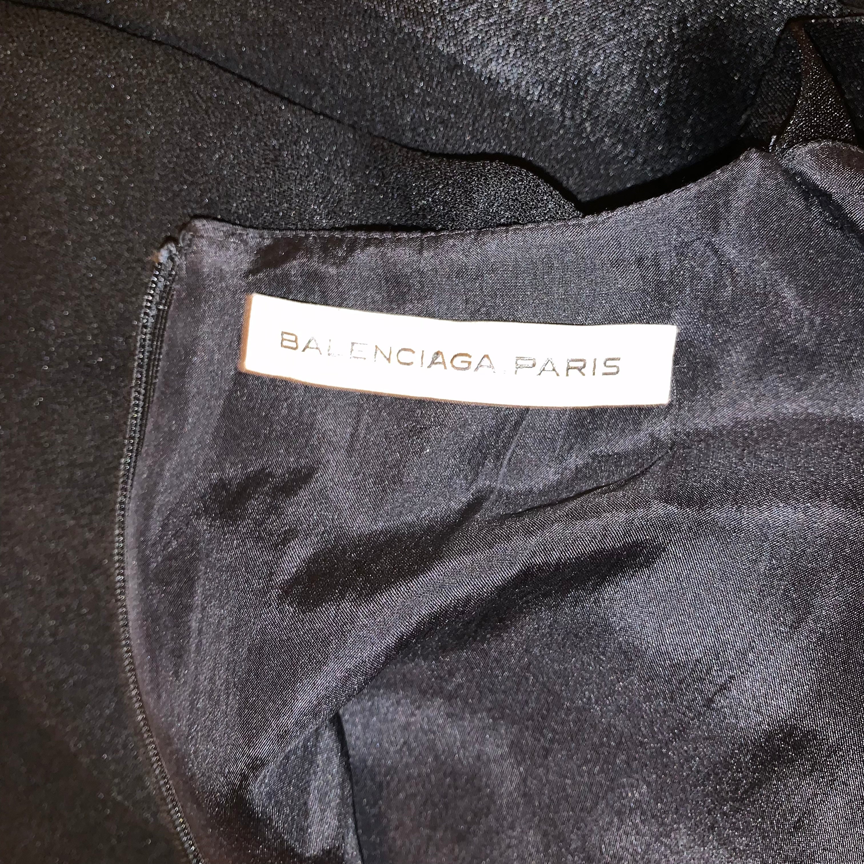 00s Size 42 Balenciaga Black Shift Jacket Dress By Balenciaga - Image 3