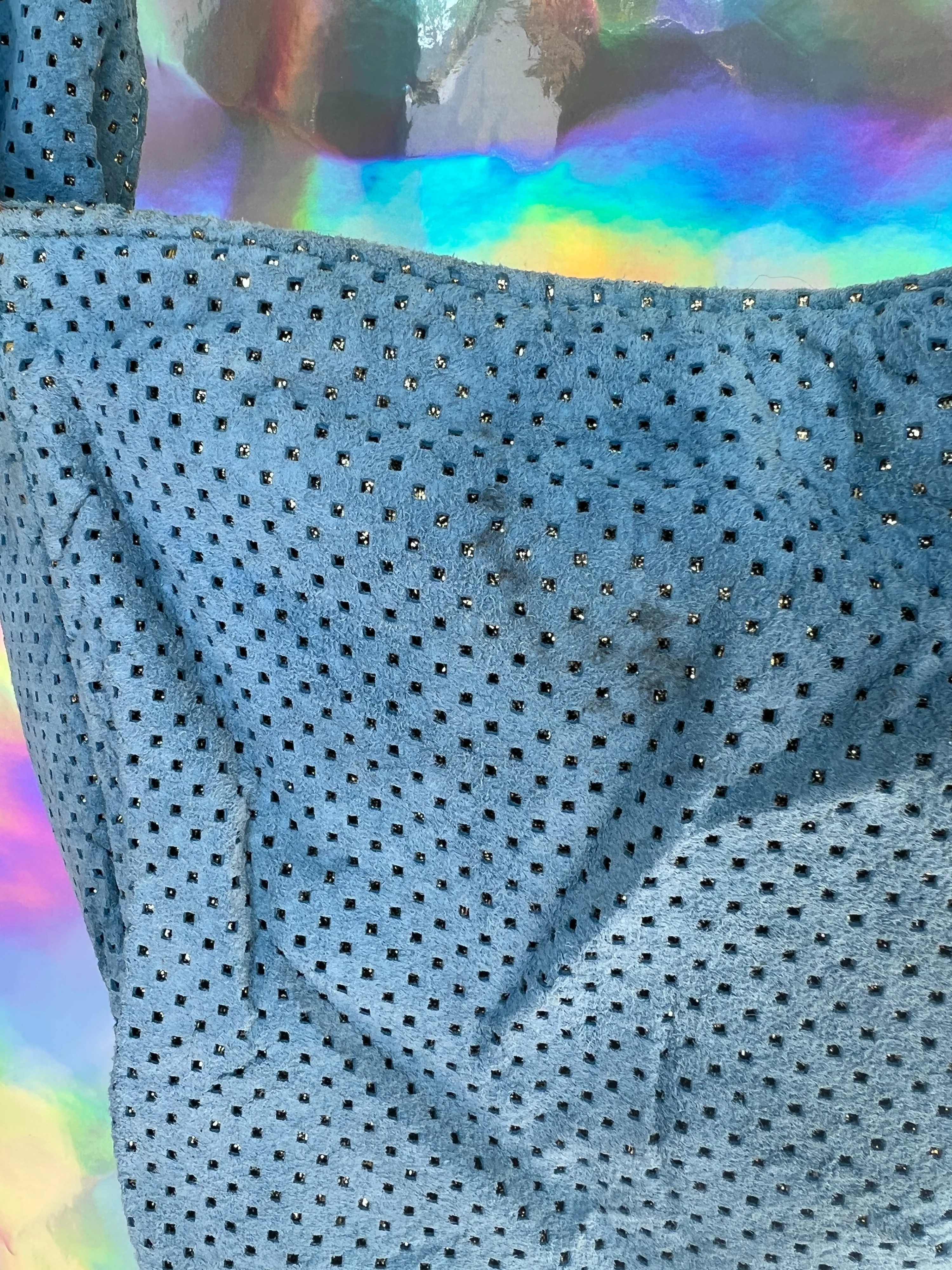 00s Sky Blue with Silver Cutout Faux Suede Purse by Bianca White - Image 10