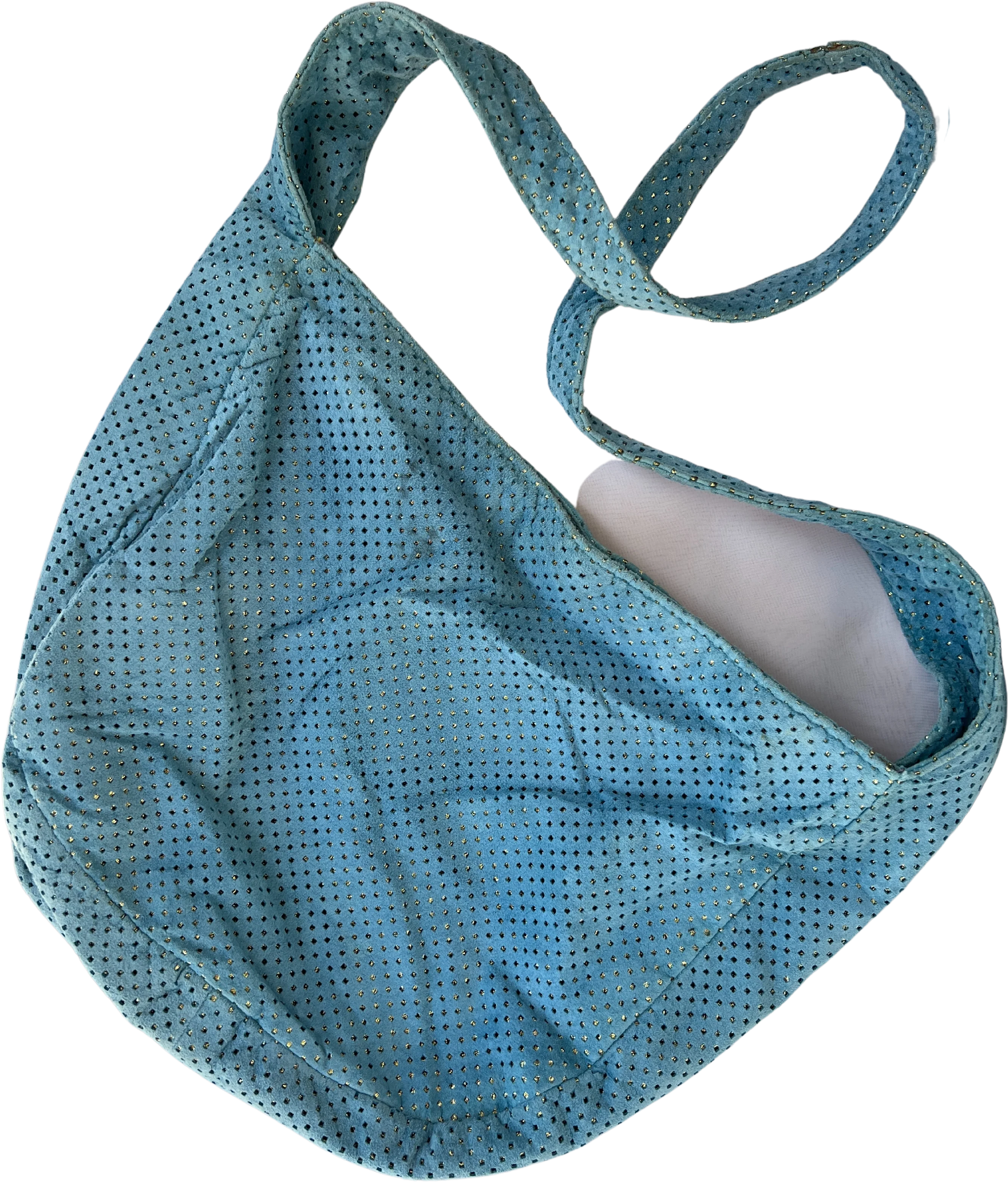 00s Sky Blue with Silver Cutout Faux Suede Purse by Bianca White - Image 2