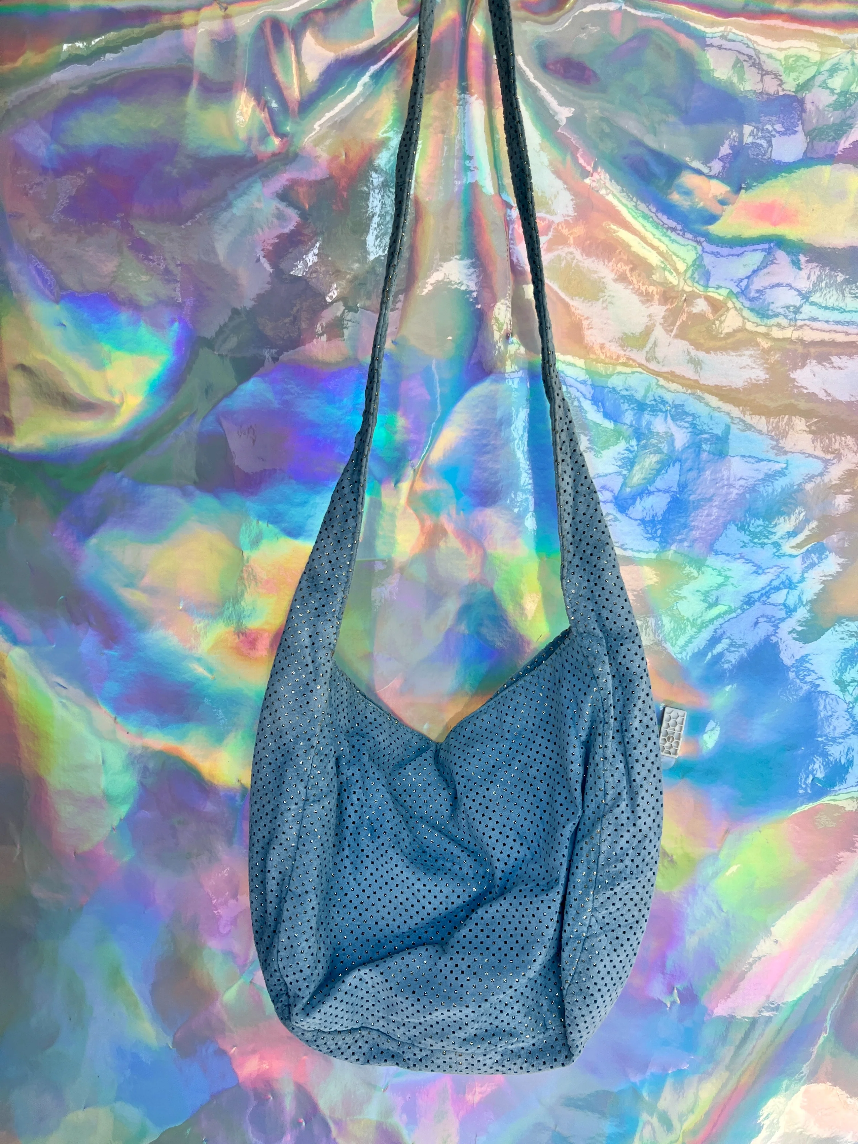 00s Sky Blue with Silver Cutout Faux Suede Purse by Bianca White - Image 8