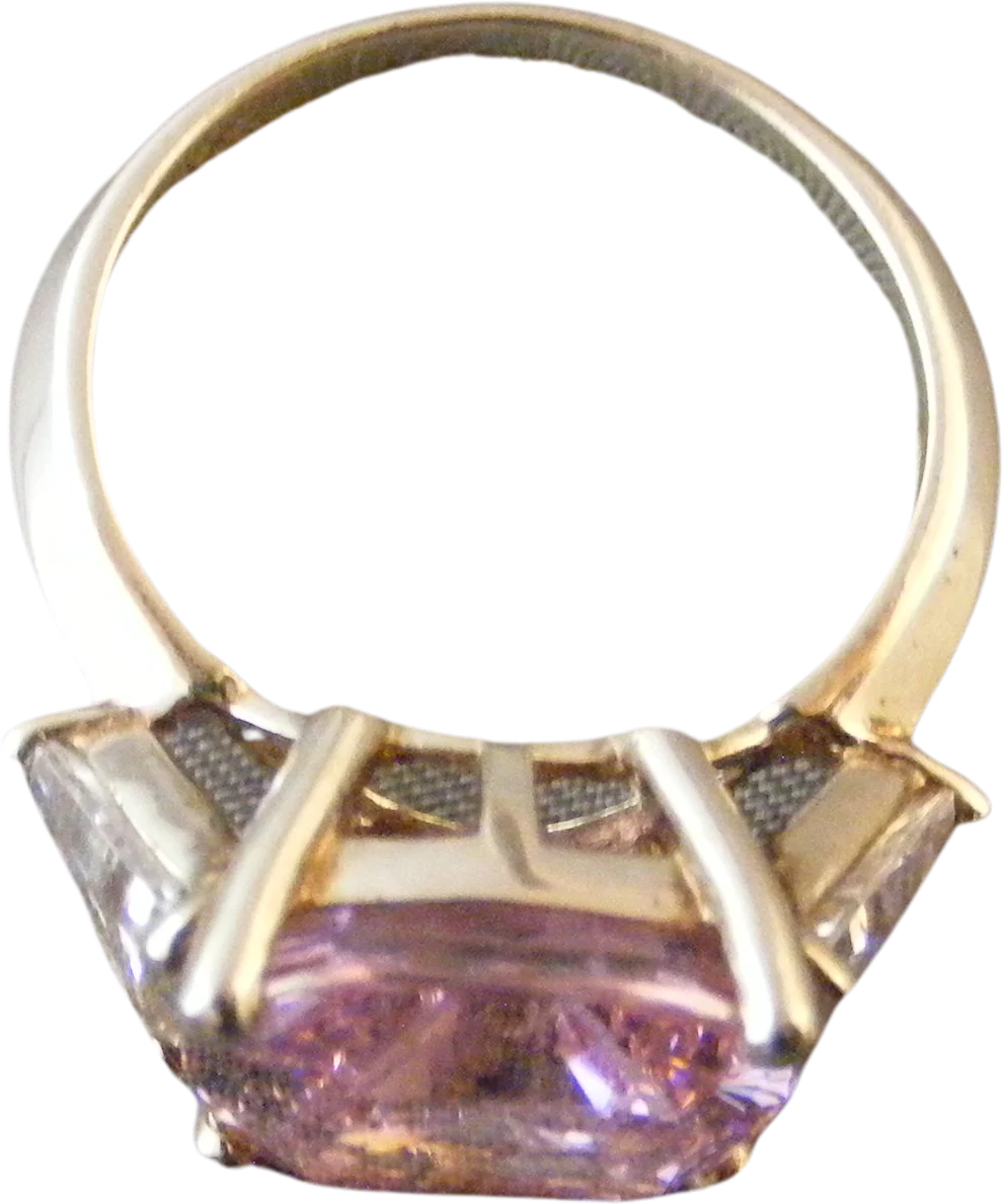 00s Sterling Silver Cubic Zirconia Lg Pink Cushion Cut - Image 2