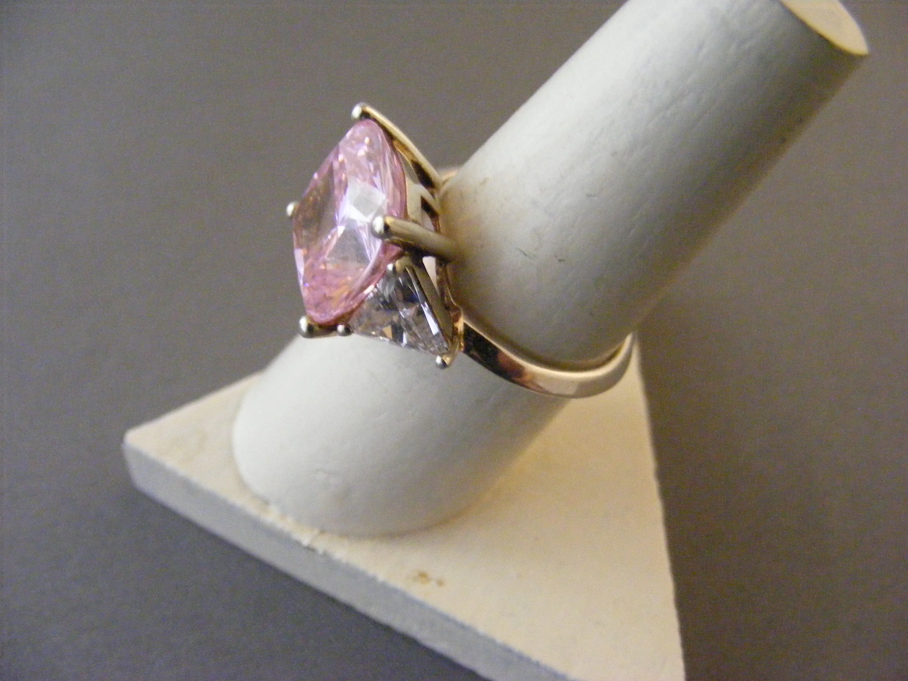00s Sterling Silver Cubic Zirconia Lg Pink Cushion Cut - Image 4