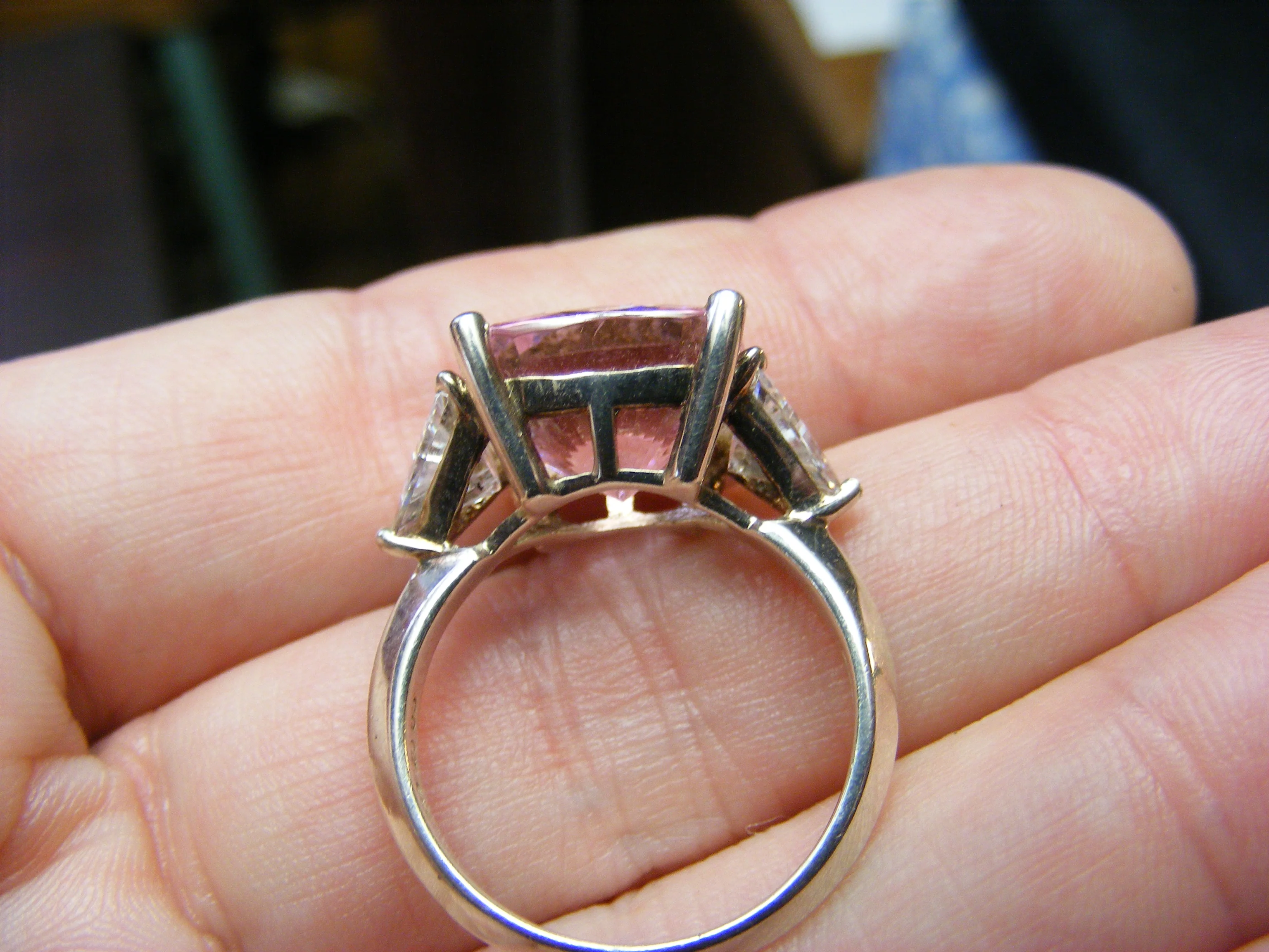 00s Sterling Silver Cubic Zirconia Lg Pink Cushion Cut - Image 7