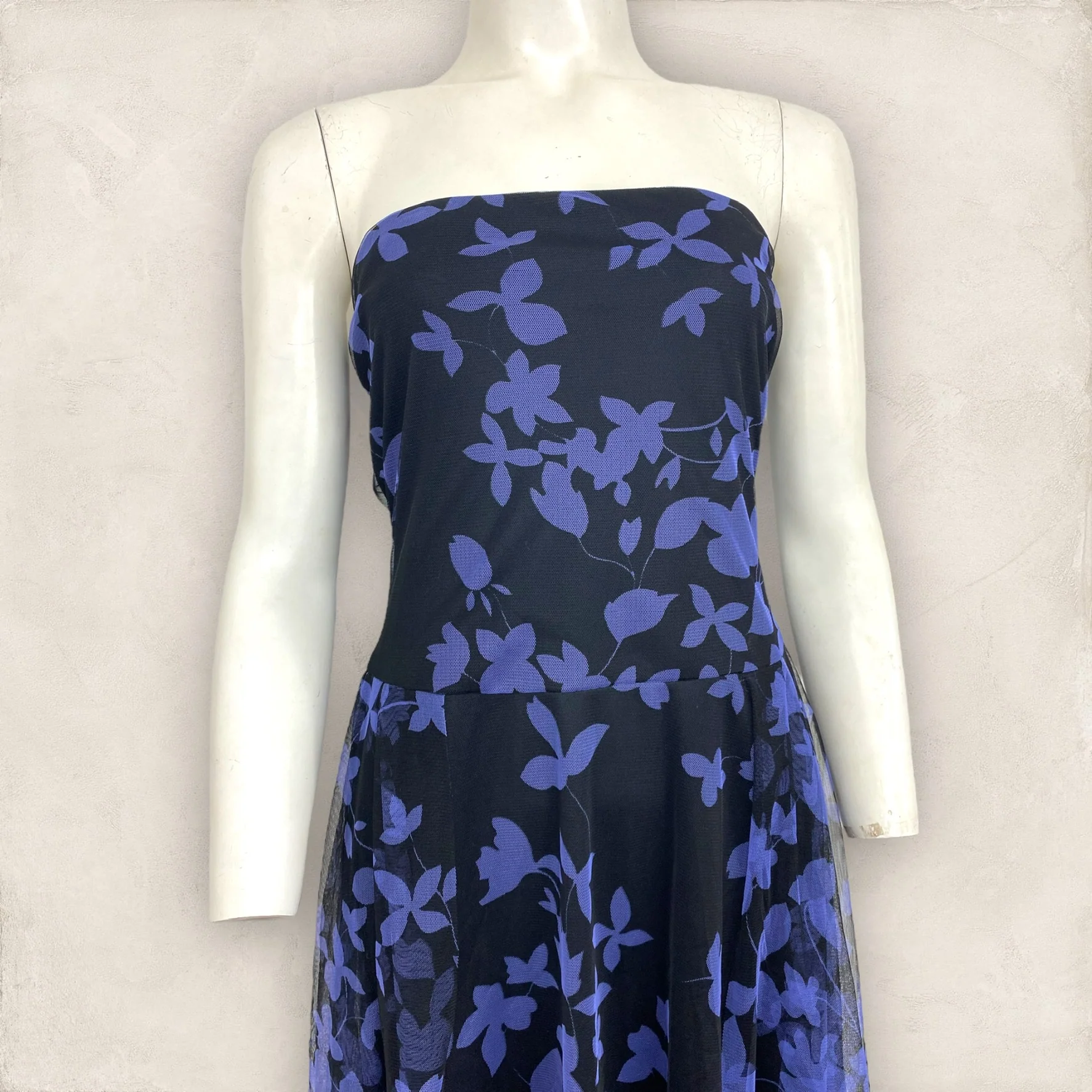00s Strapless Dancing Dress With Indigo Butterflies By B. Darlin - Image 4