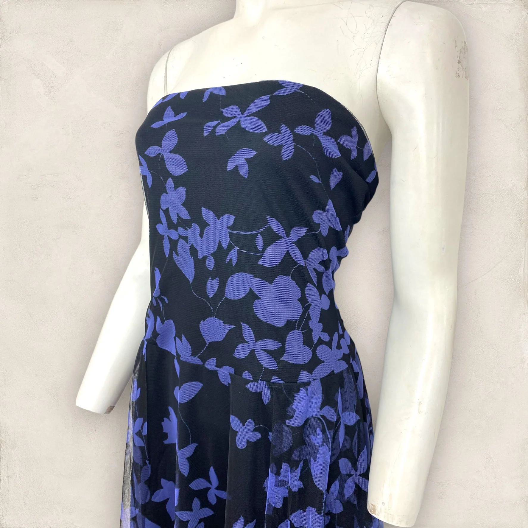 00s Strapless Dancing Dress With Indigo Butterflies By B. Darlin - Image 5