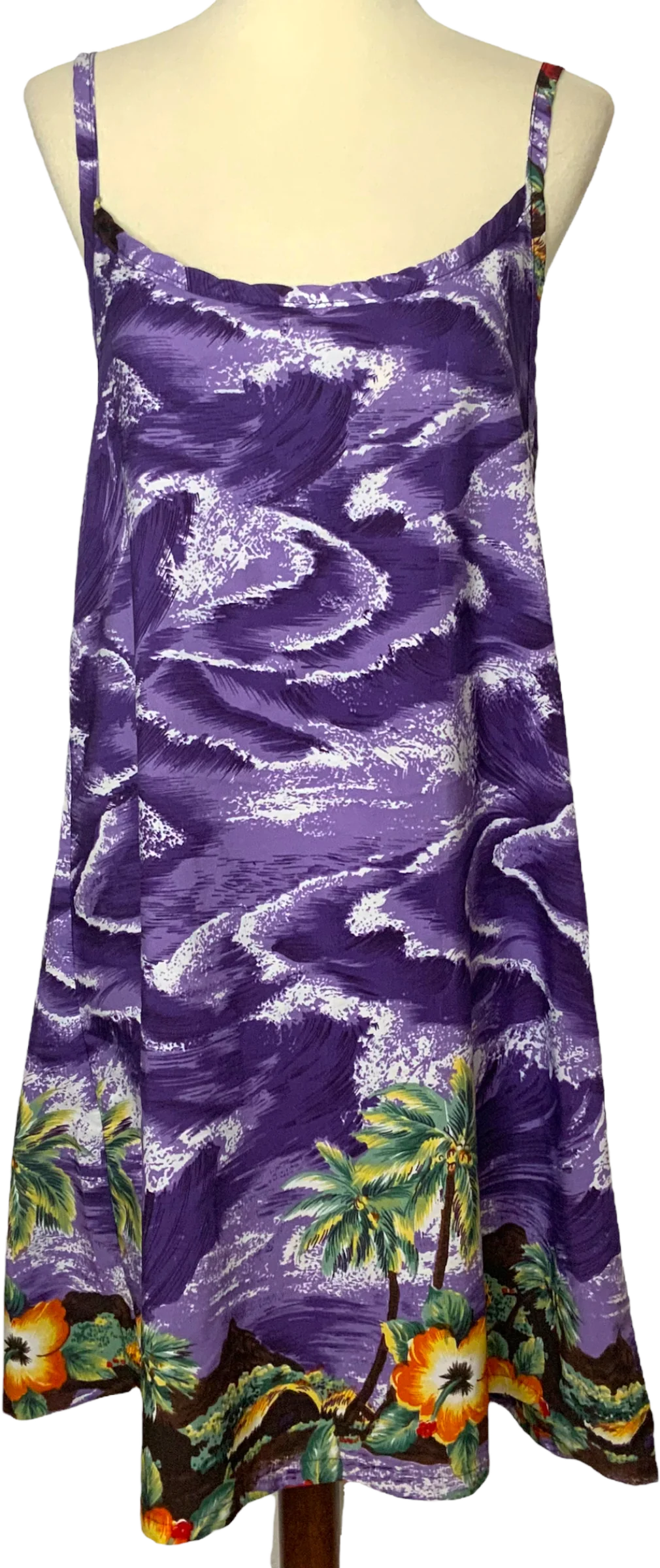 00s Tropical Hawaiian Kitschy Print Slip Sundress By Roundy Bay