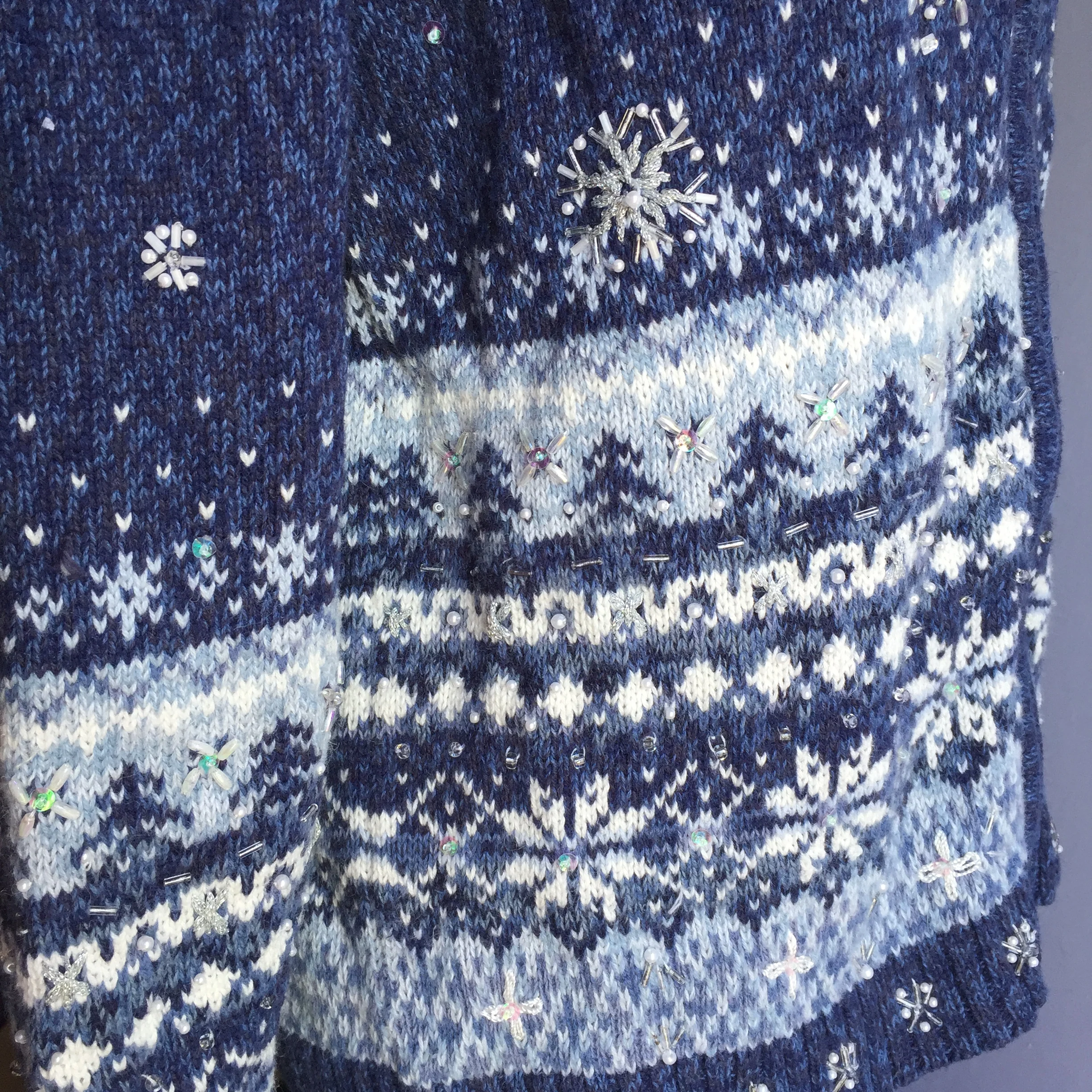 00s Ugly Christmas Zip Front Snowflake Cardigan By Heirloom Collectibles - Image 10
