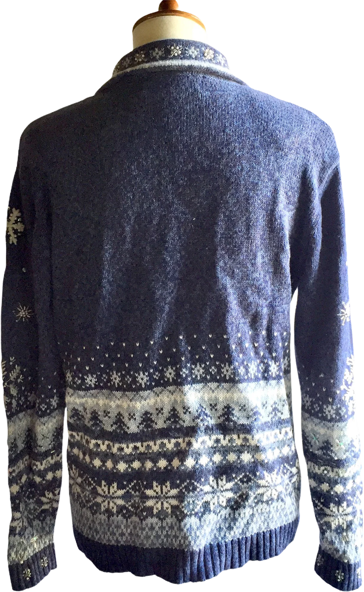 00s Ugly Christmas Zip Front Snowflake Cardigan By Heirloom Collectibles - Image 2