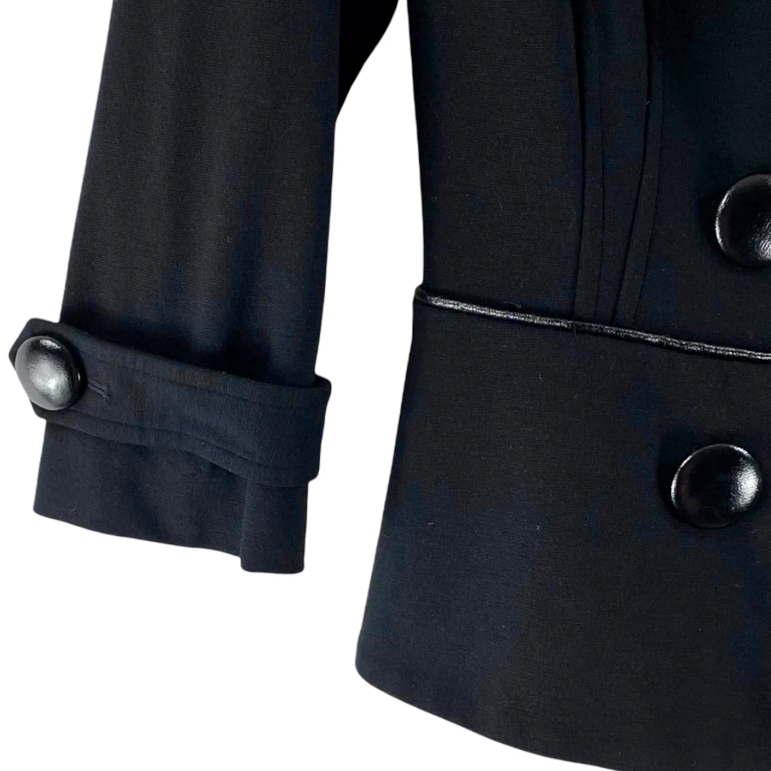 00s Vintage Black Double Breasted Asymetrical Blazer Suit Jacket by Cache - Image 6