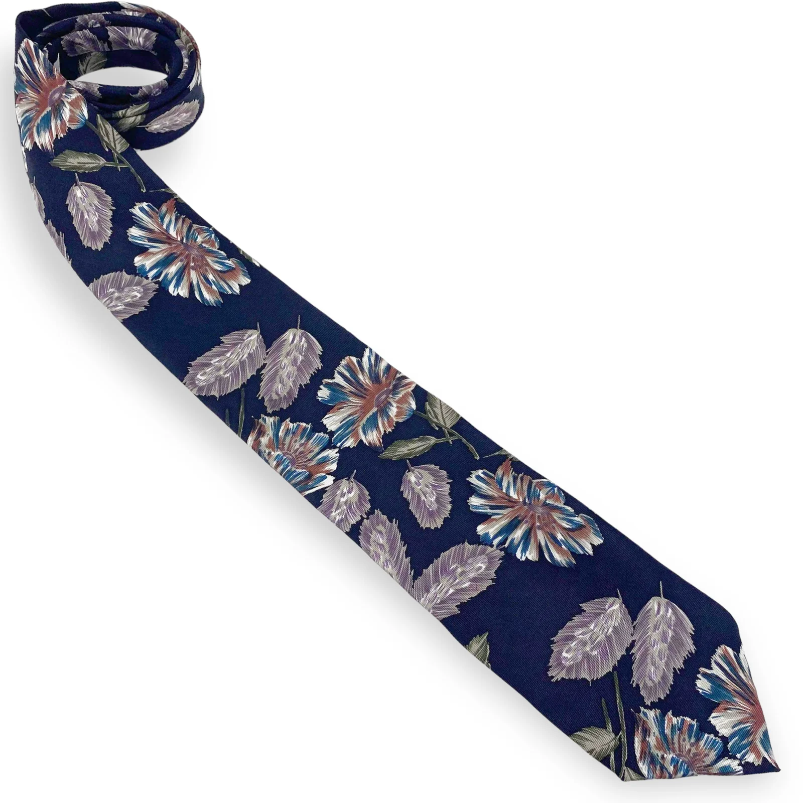 00s Vintage Black Floral Print Pointed Tie - Image 5