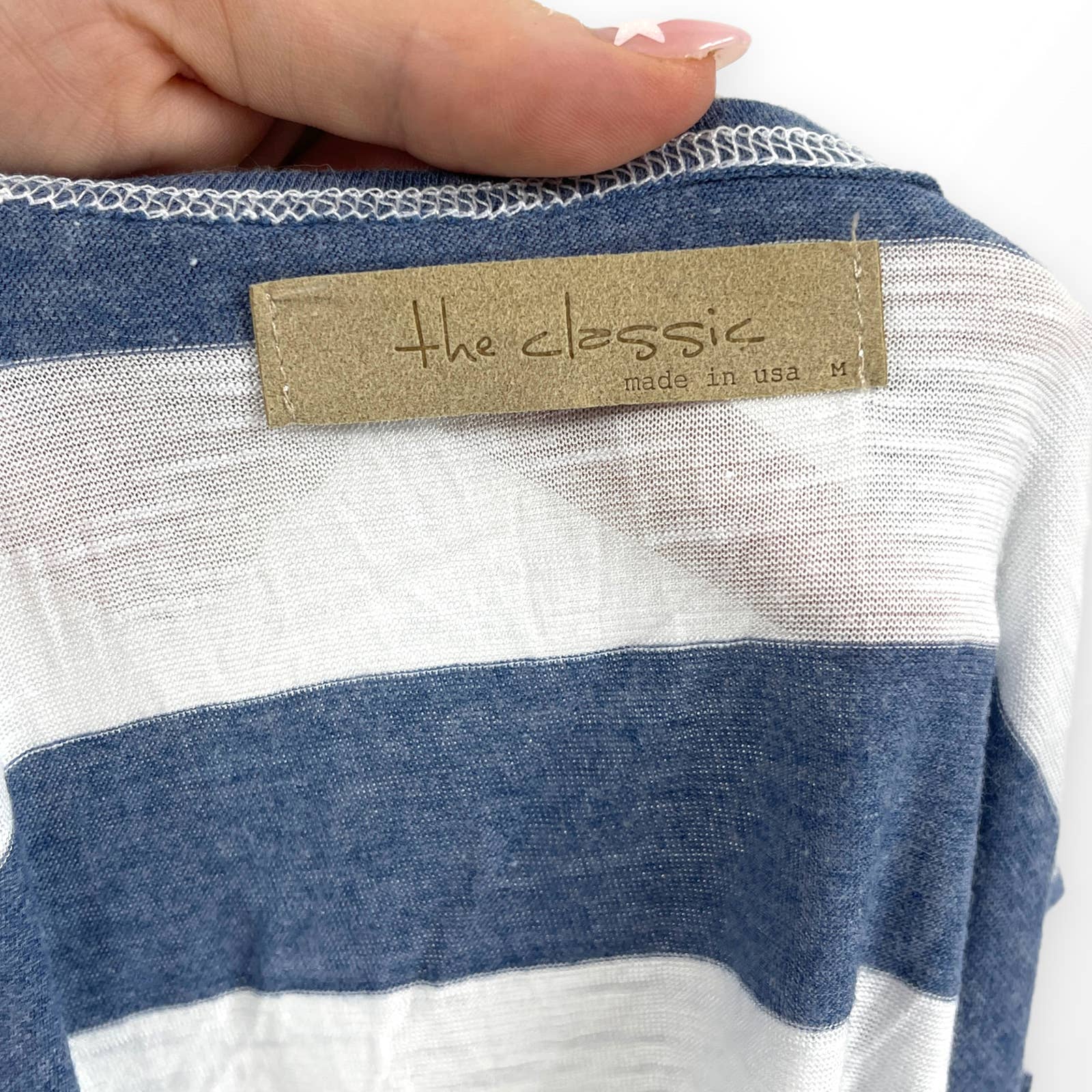 00s Vintage Blue White Striped Anchor Scoop Neck Tank Top by The Classic - Image 5