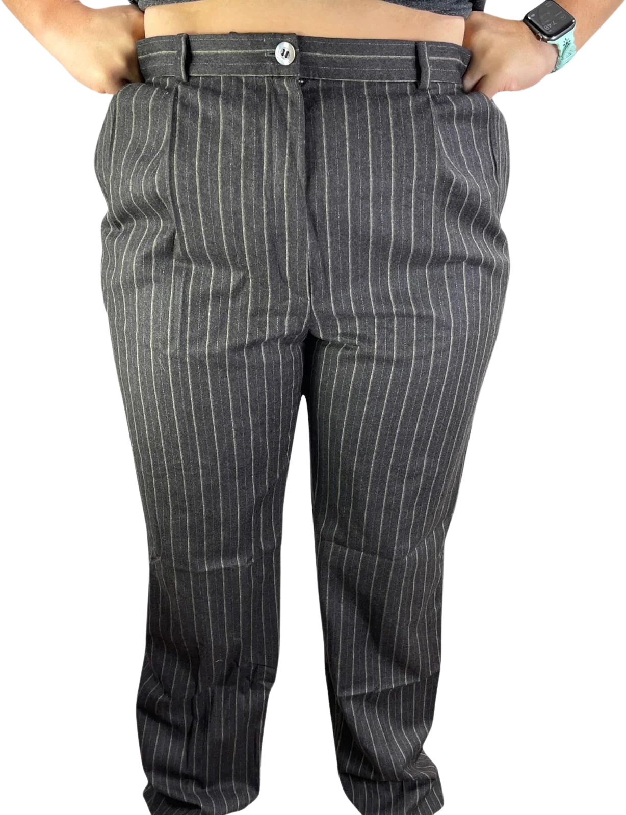 00s Vintage Brown Pin Stripe Straight Leg Dress Pants by Bernard Zins
