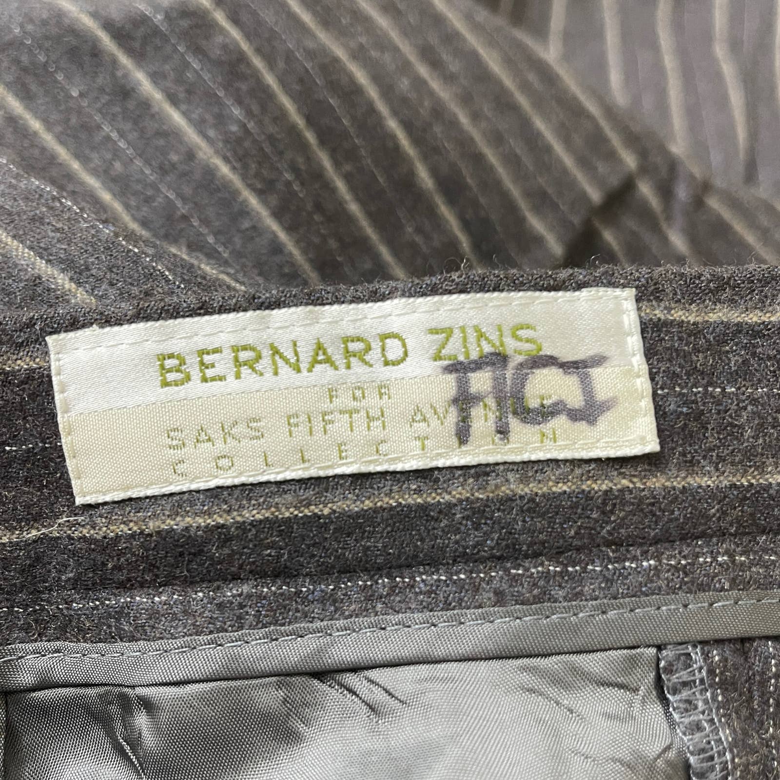 00s Vintage Brown Pin Stripe Straight Leg Dress Pants by Bernard Zins - Image 4