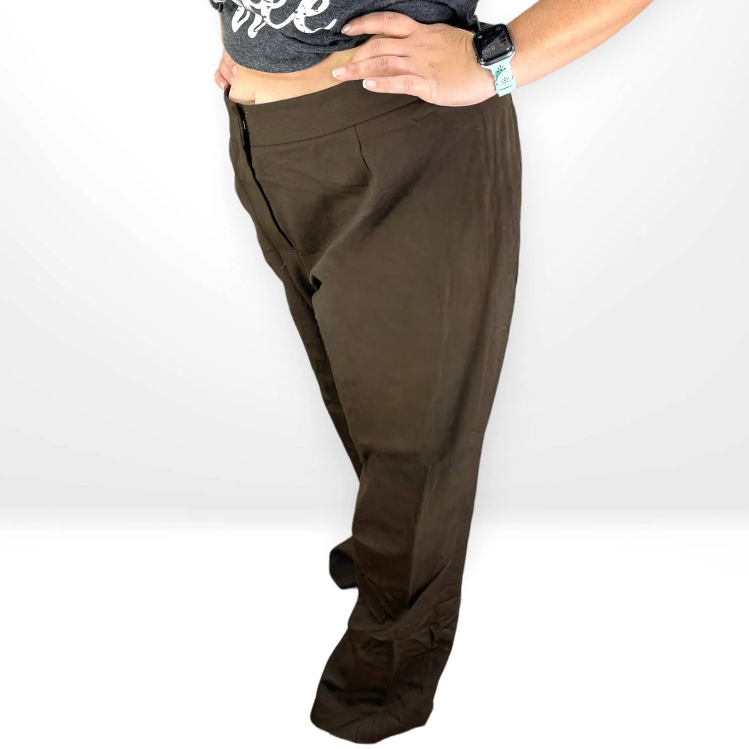 00s Vintage Brown Wool Stretch Straight Dress Pants by Lafayette 148 New York - Image 3