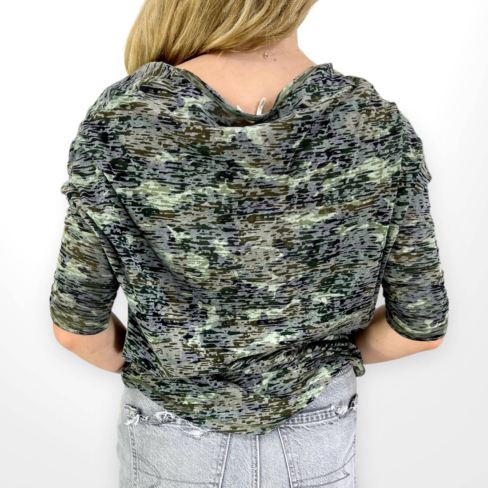 00s Vintage Green Spade Dye Sequin Pocket T-Shirt by Madigan - Image 2