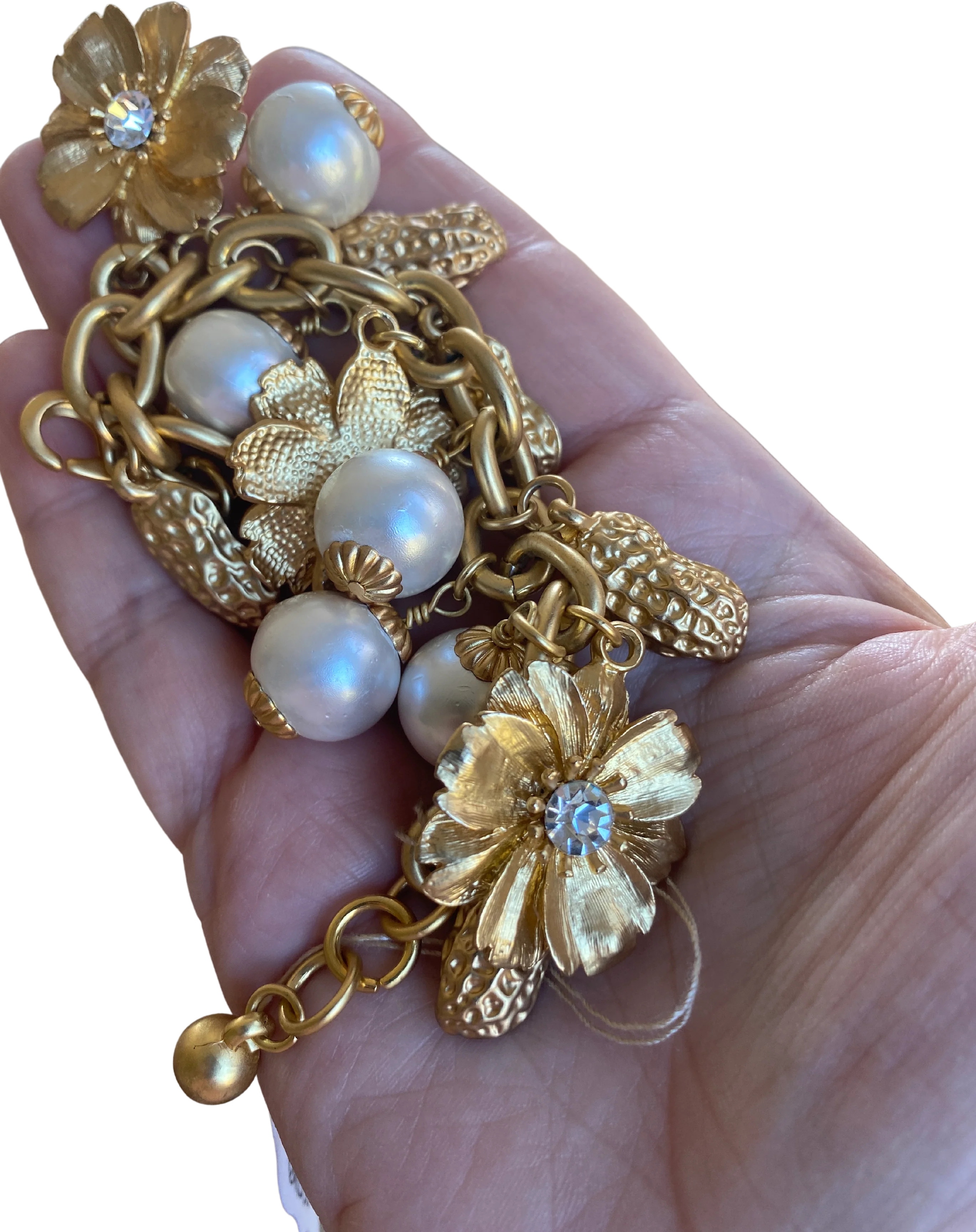 00s Vintage John Wind Faux Pearl Flower Charm Bracelet By John Wind - Image 2