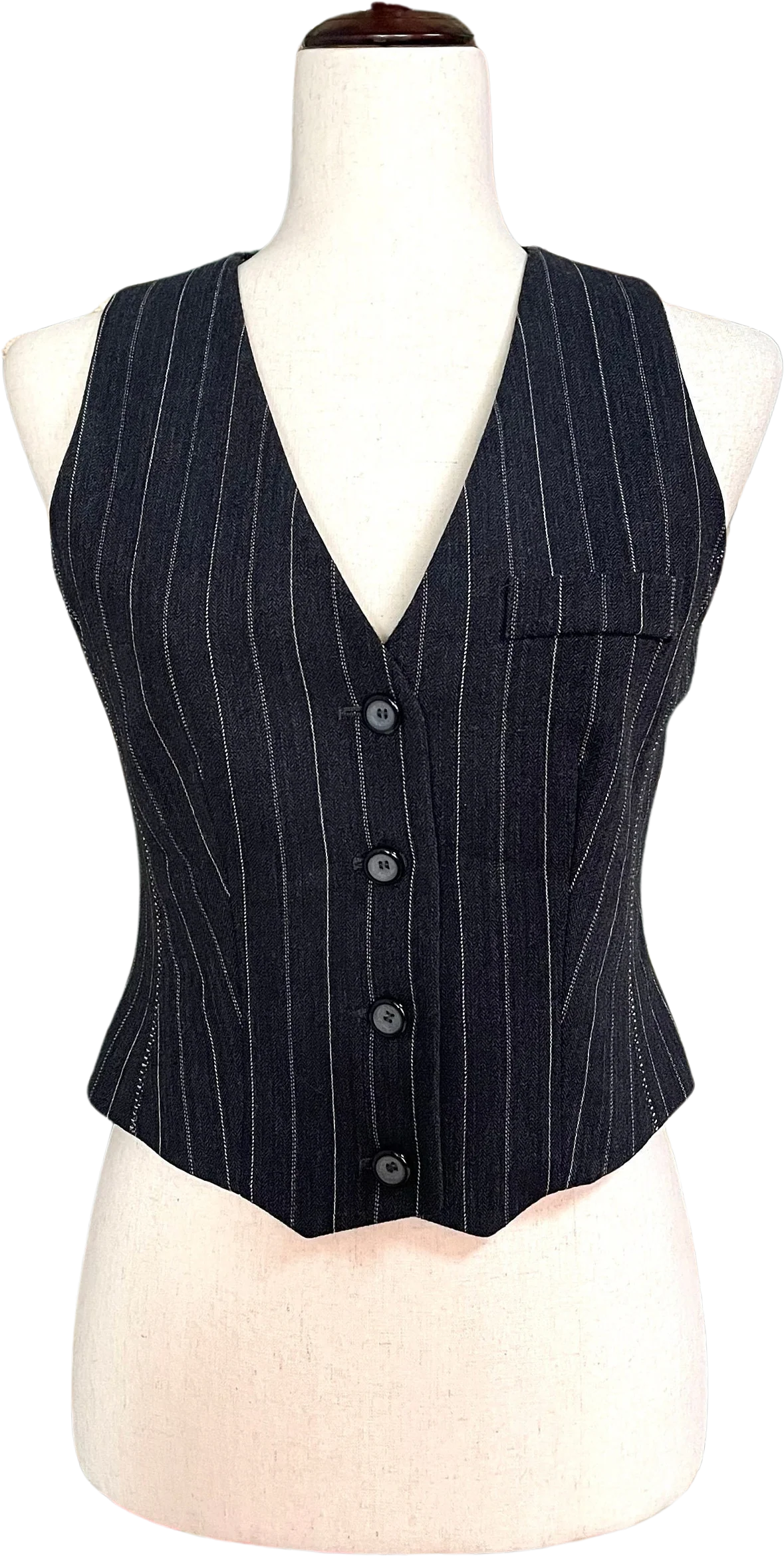 00s Vintage Les Copains Gray Wool Pinstripe Vest by Les Copains