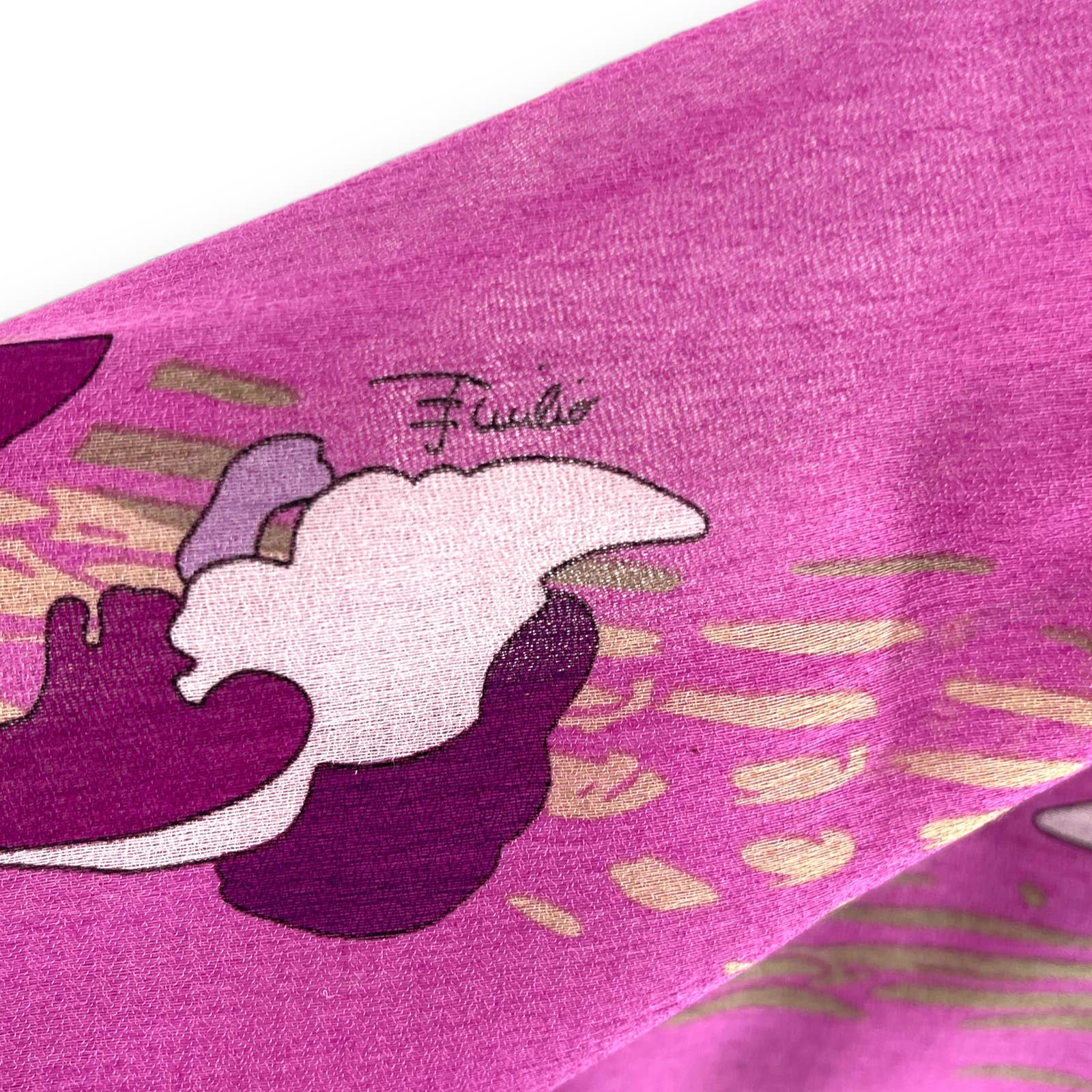00s Vintage Pink Green Sheer Floral Blanket Scarf by Emilio Pucci - Image 4