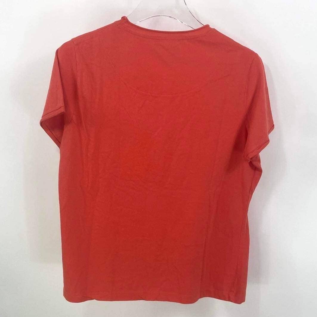 00s Vintage Red Cotton Floral Embroidered T-Shirt by Coldwater Creek - Image 2