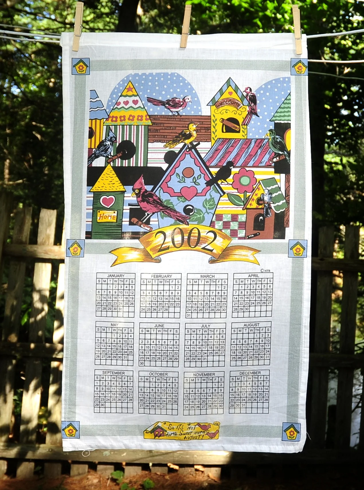 00s Vtg 2002 Birdhouses Garden Birds Calendar Towel - Image 9