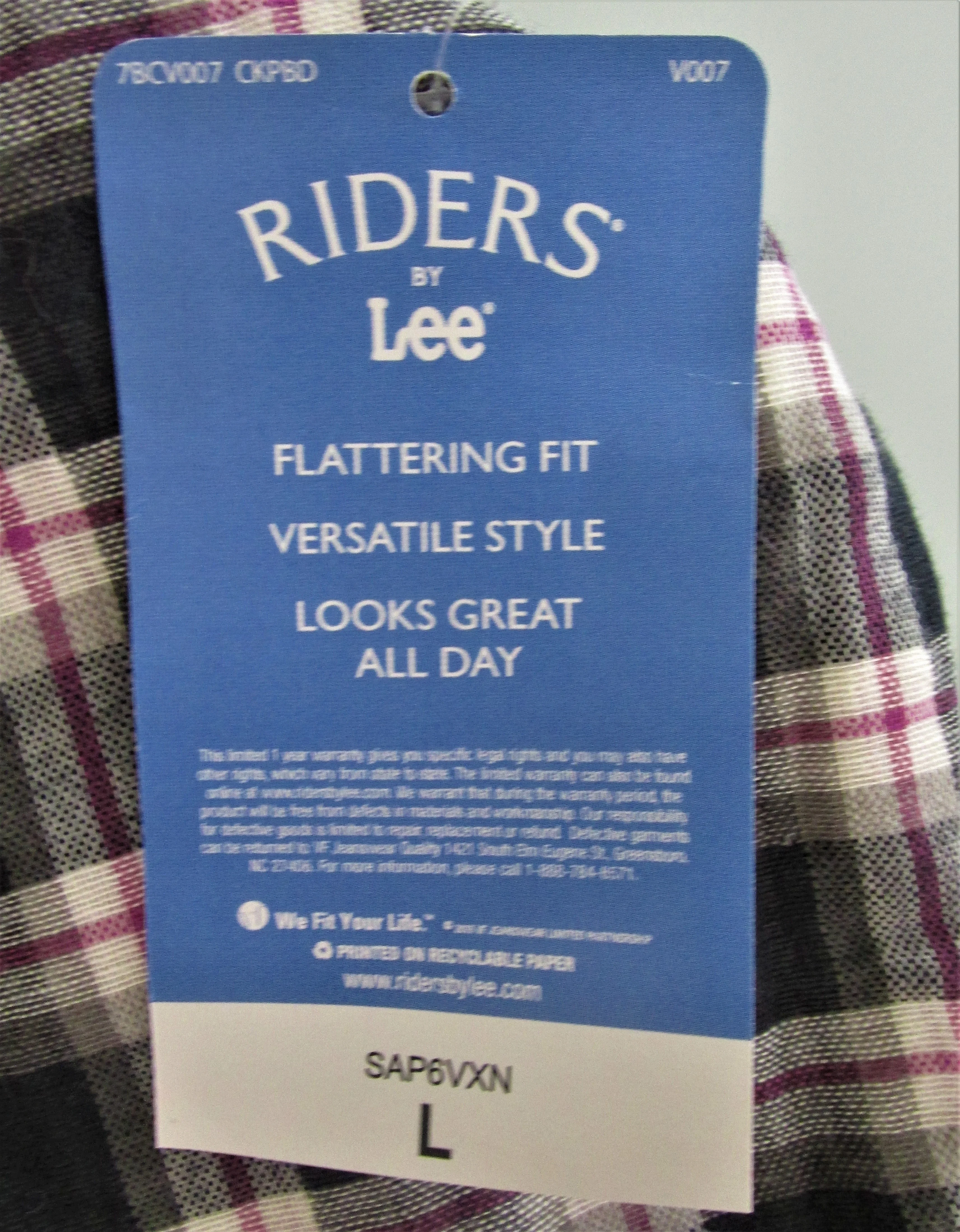 00s Women's Double Side Cotton Shirt Size Large By Riders by Lee - Image 5