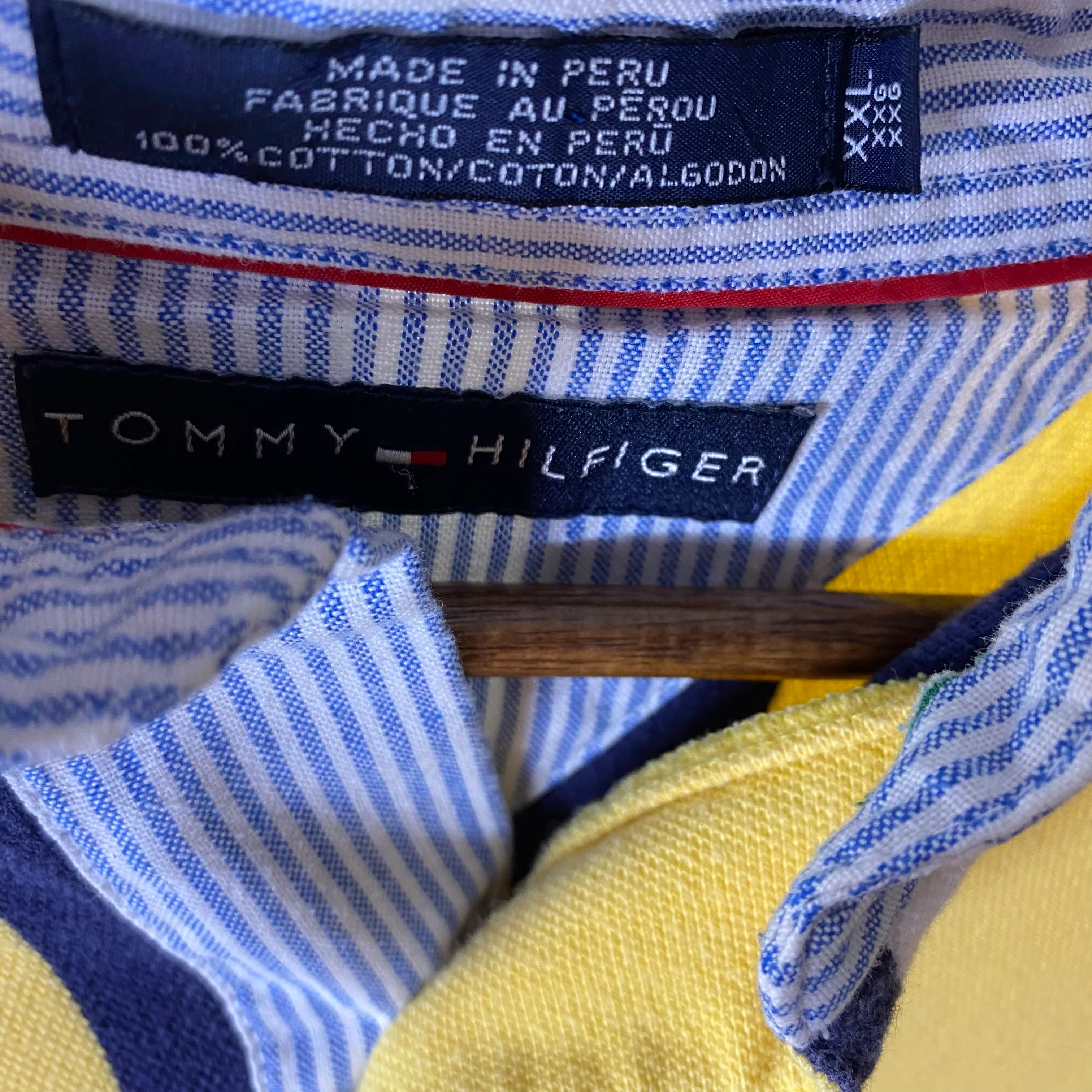 00s Yellow Navy And White Striped Polo Shirt By Tommy Hilfiger - Image 5