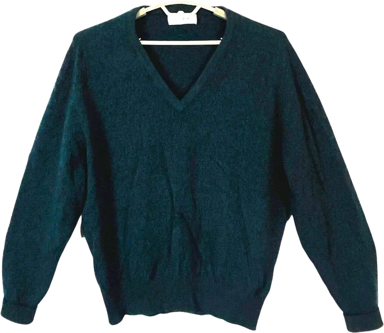 100% Lambswool Green Sweater 60s V-Neck Men's Sz L Xl by Gayfoz of Auchtermuchty