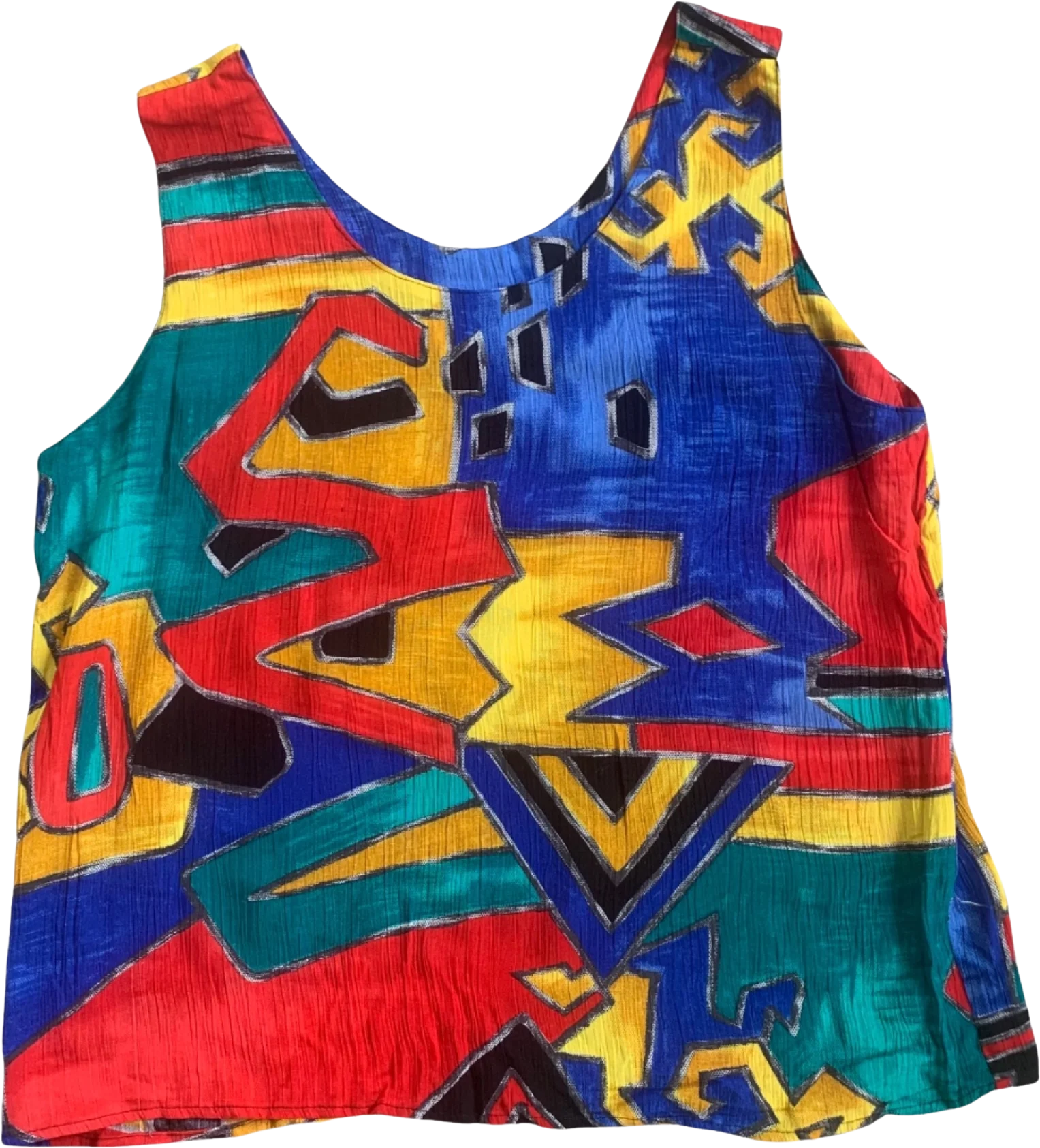 100% Rayon Abstract Print Sleeveless Blouse Usa By Maren