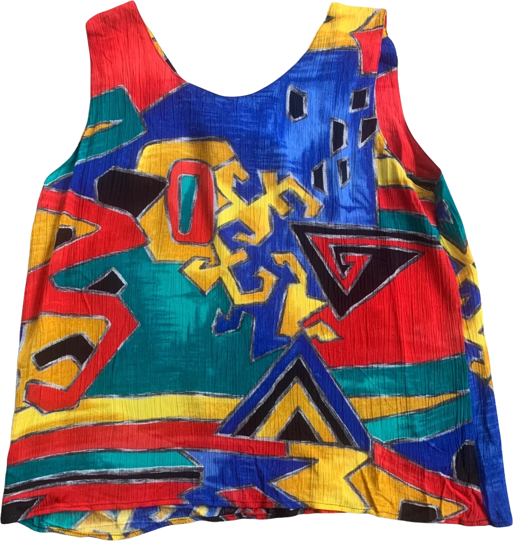 100% Rayon Abstract Print Sleeveless Blouse Usa By Maren - Image 2