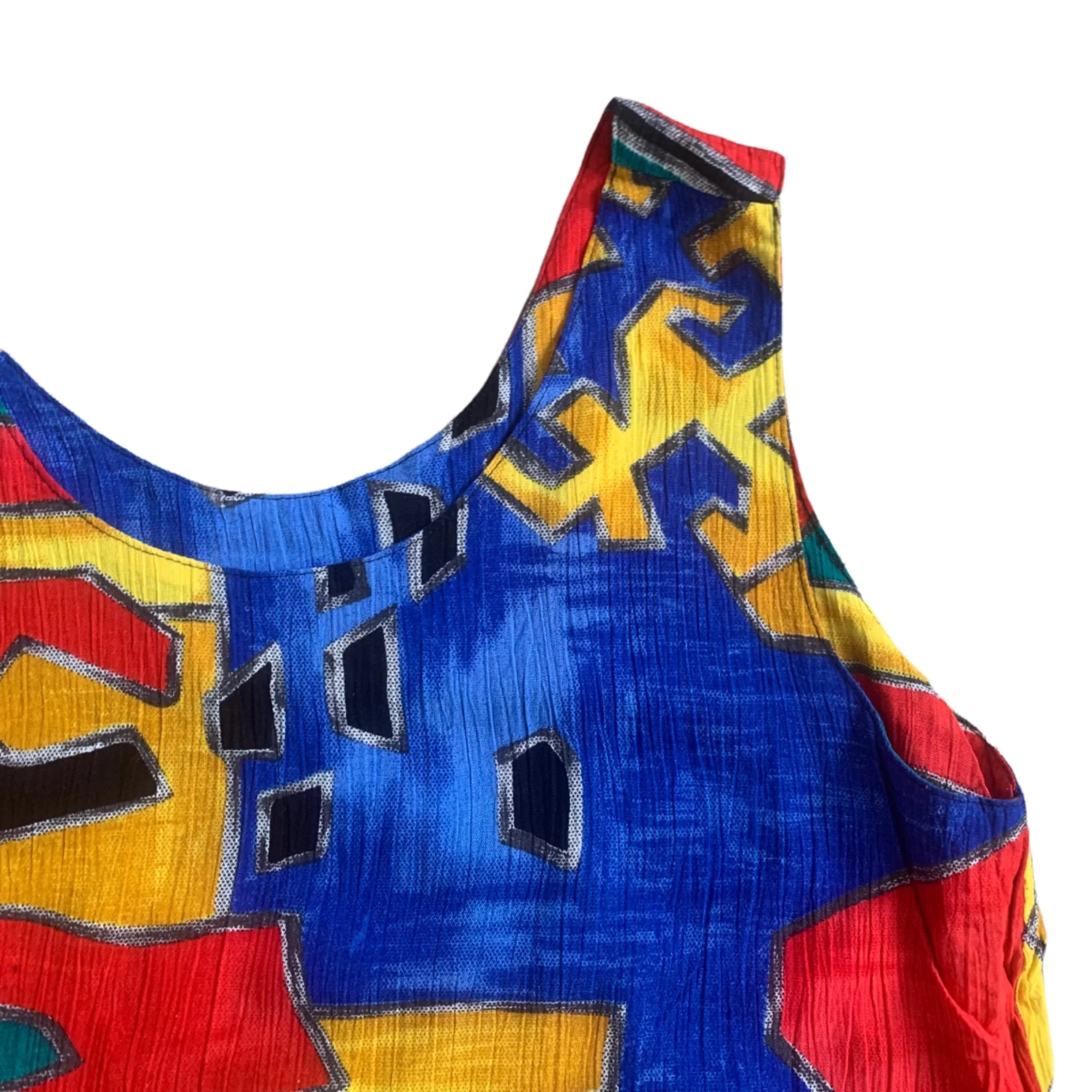 100% Rayon Abstract Print Sleeveless Blouse Usa By Maren - Image 3