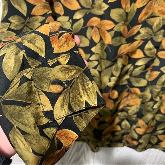 100% Silk Fall Color Leaf Blouse By Quo-Silk - Image 3