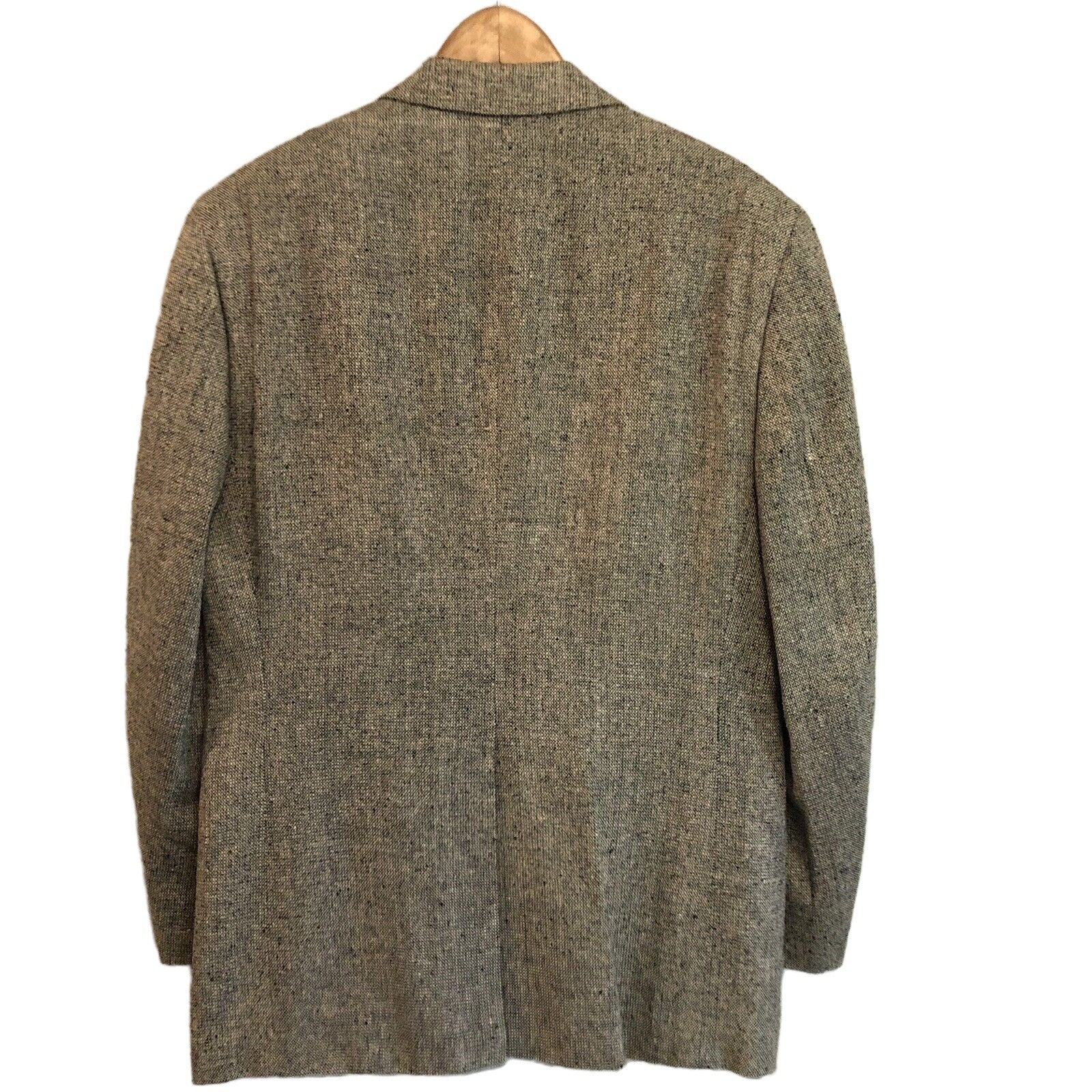 100% Silk Men Blazer Single Breasted 39r Cream Black Tweed by Gianelli Gottschalks - Image 2