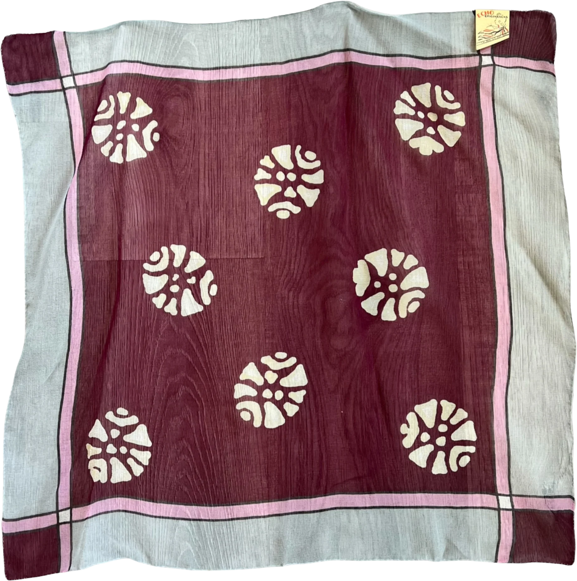 100% Silk Scarf With Original Tag By Echo