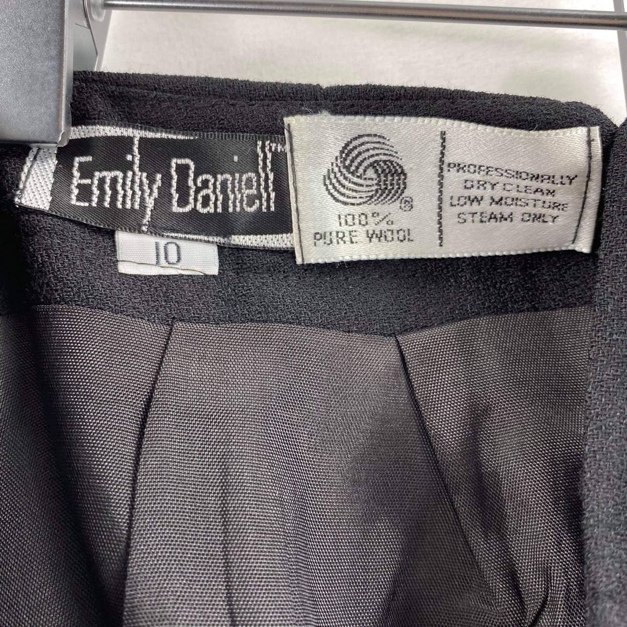 100% Wool Vintage Black Pencil Mini Skirt by Emily Daniell - Image 4