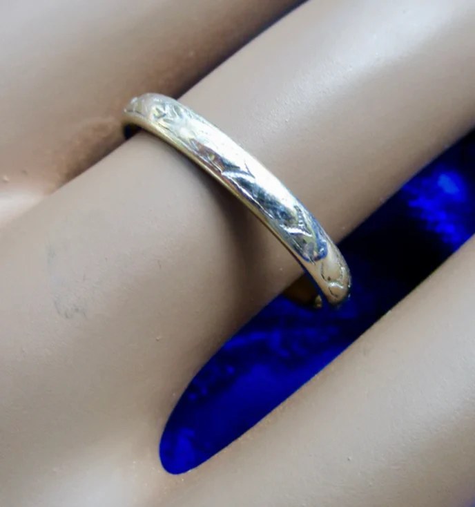 10s/20s 18k White Gold Ring Band Historic Jeweler Art Deco By J R Woods & Sons - Image 5
