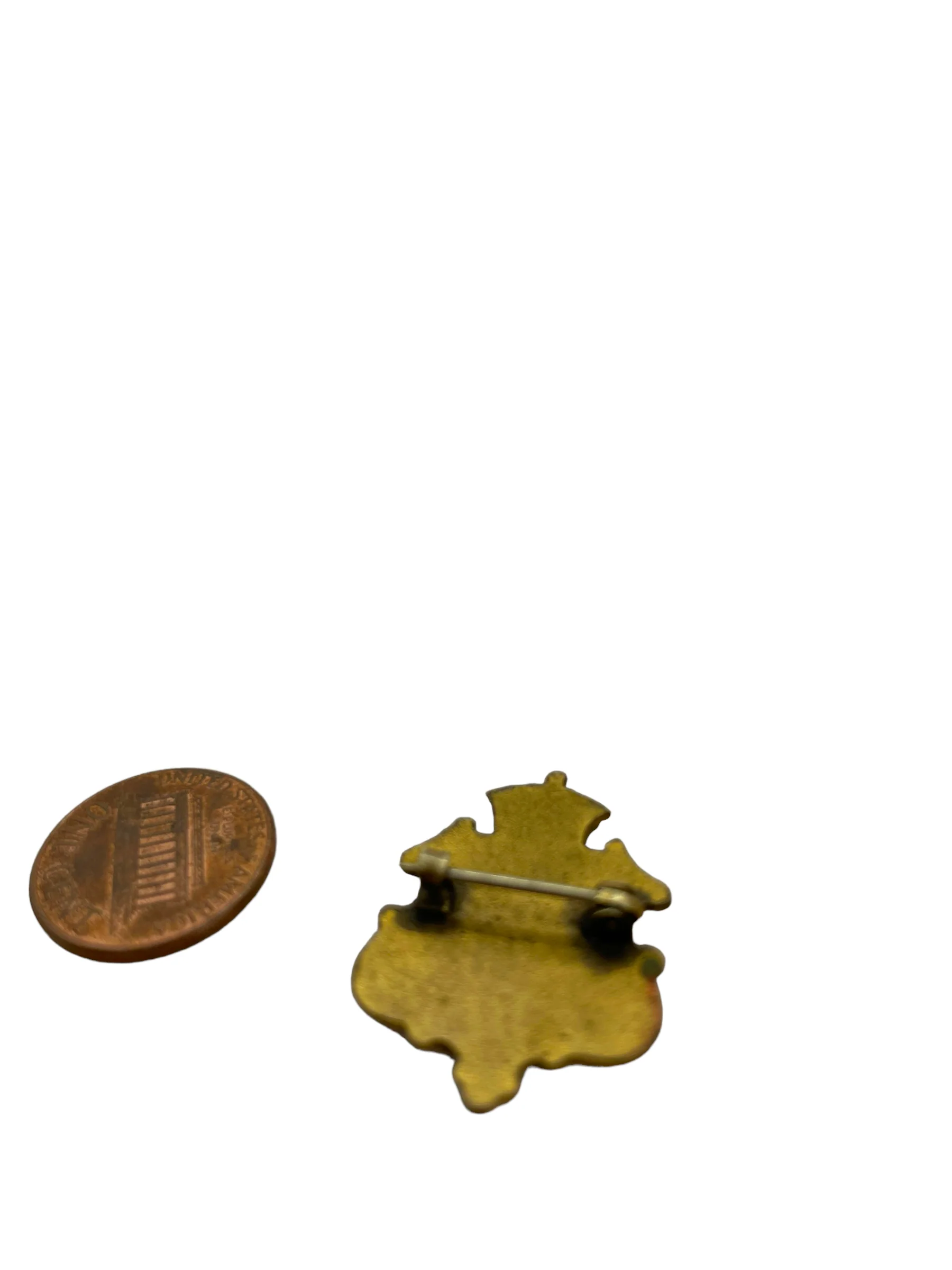 10s/20s Enamel Guilloche Maple Leaf Crown Brass Brooch - Image 5