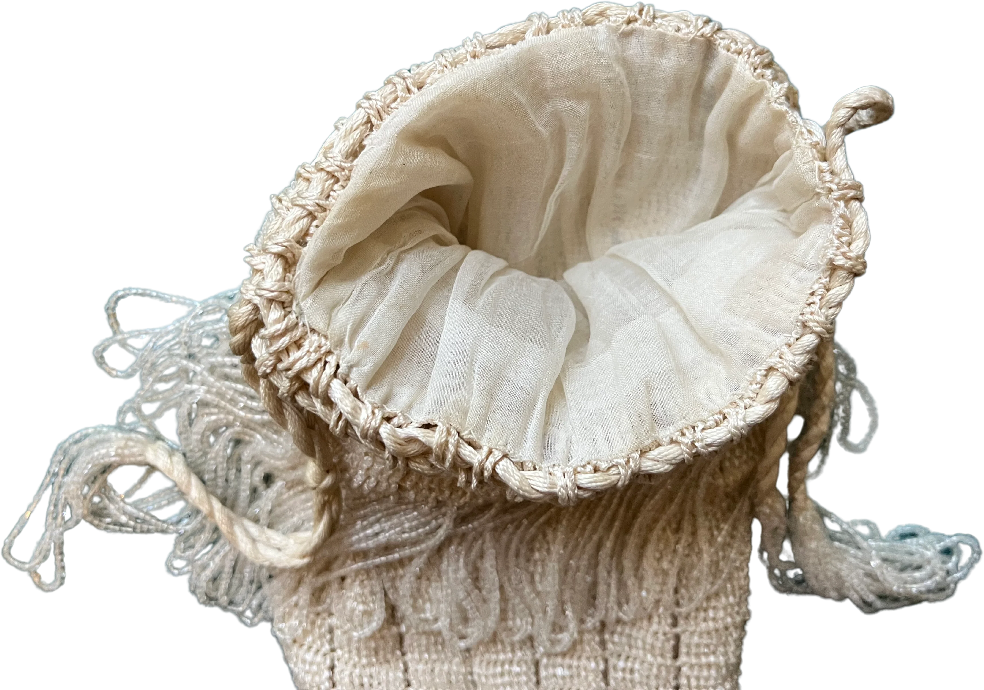 10s/20s Flapper Era Beaded Reticule In White - Image 2