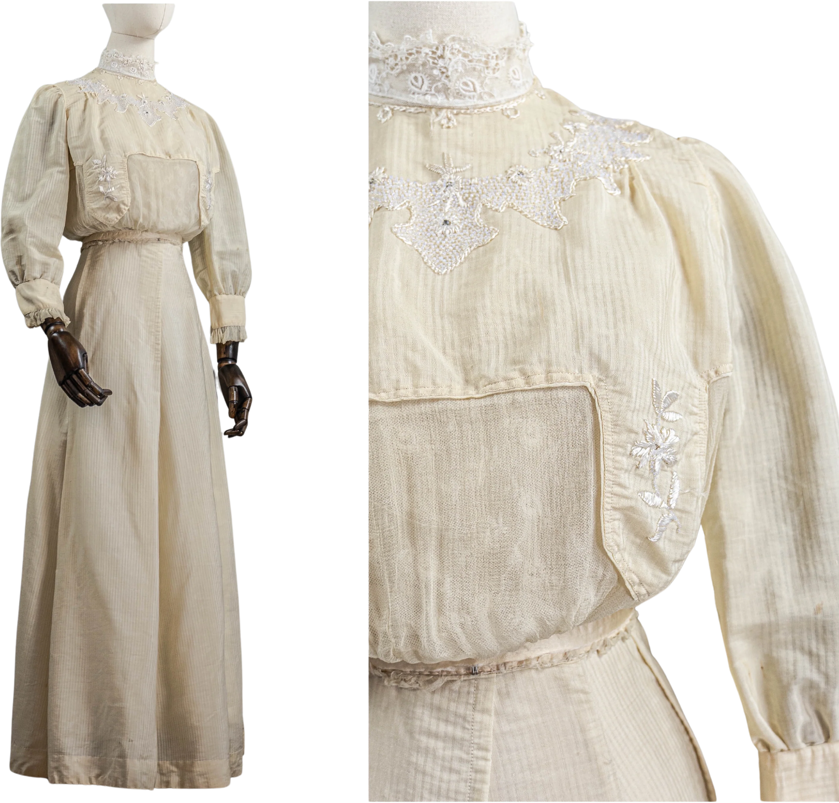 10s/Edwardian Cream Wool Walking Suite Embroidery Beading