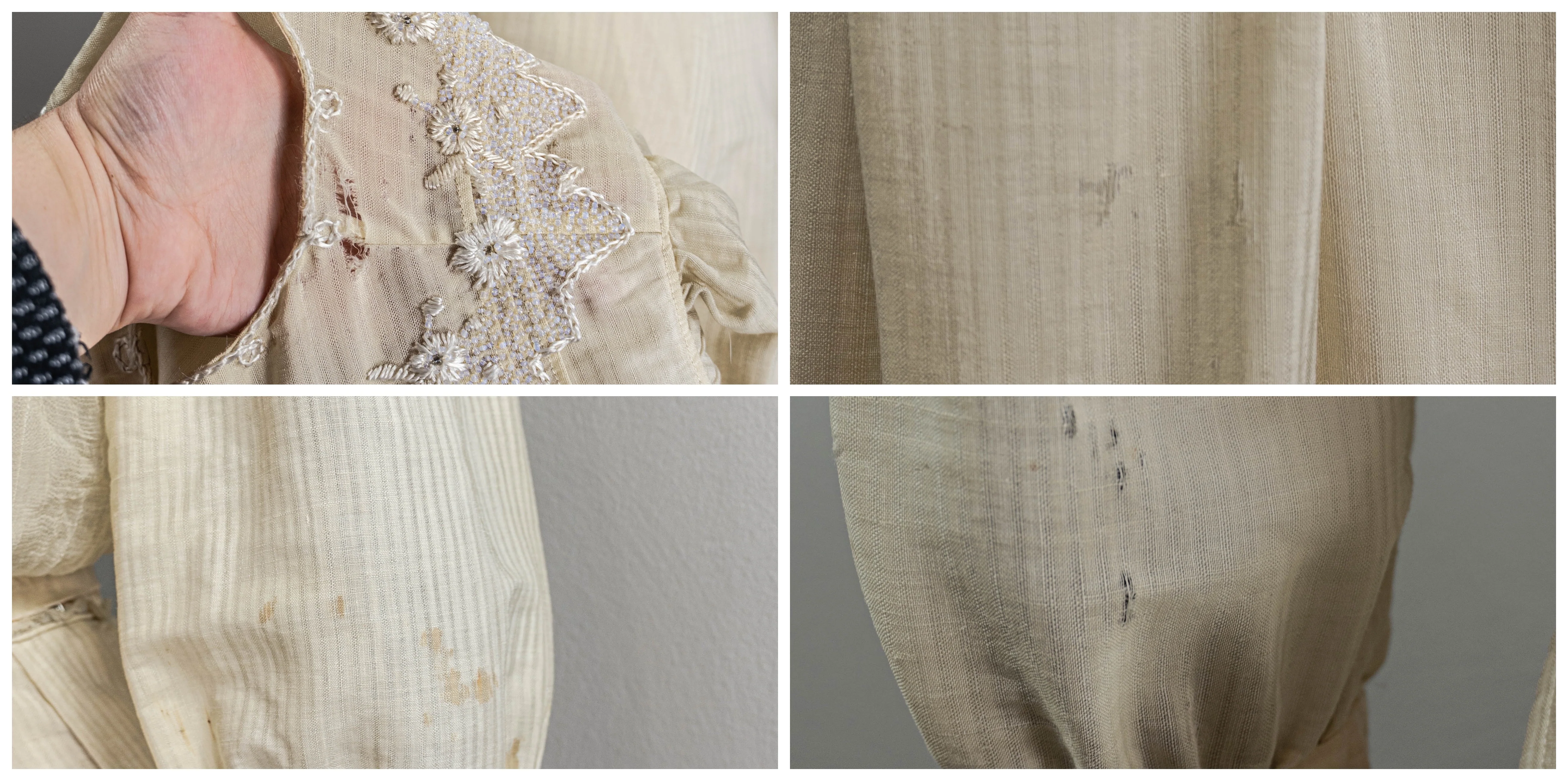 10s/Edwardian Cream Wool Walking Suite Embroidery Beading - Image 11